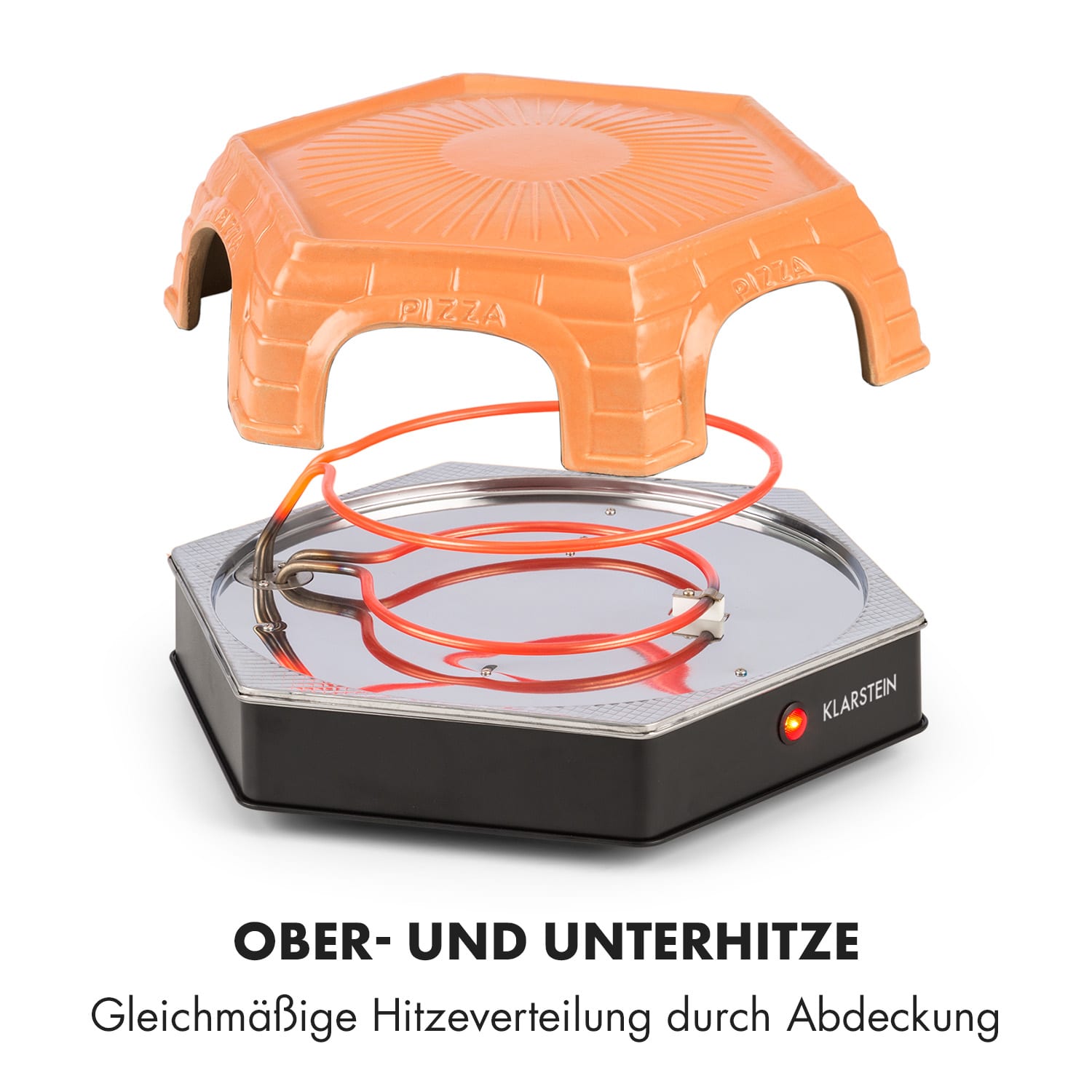 Capricciosa Pizzaofen 1500W Abdeckung aus Terracotta Warmhaltefunktion 