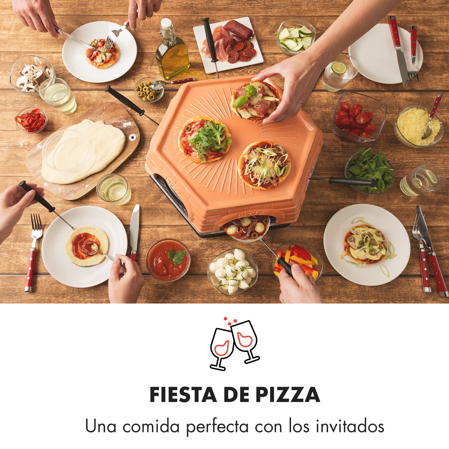 Capricciosa Horno para pizza 1500 W Tapa de terracota Función de conservación del calor 