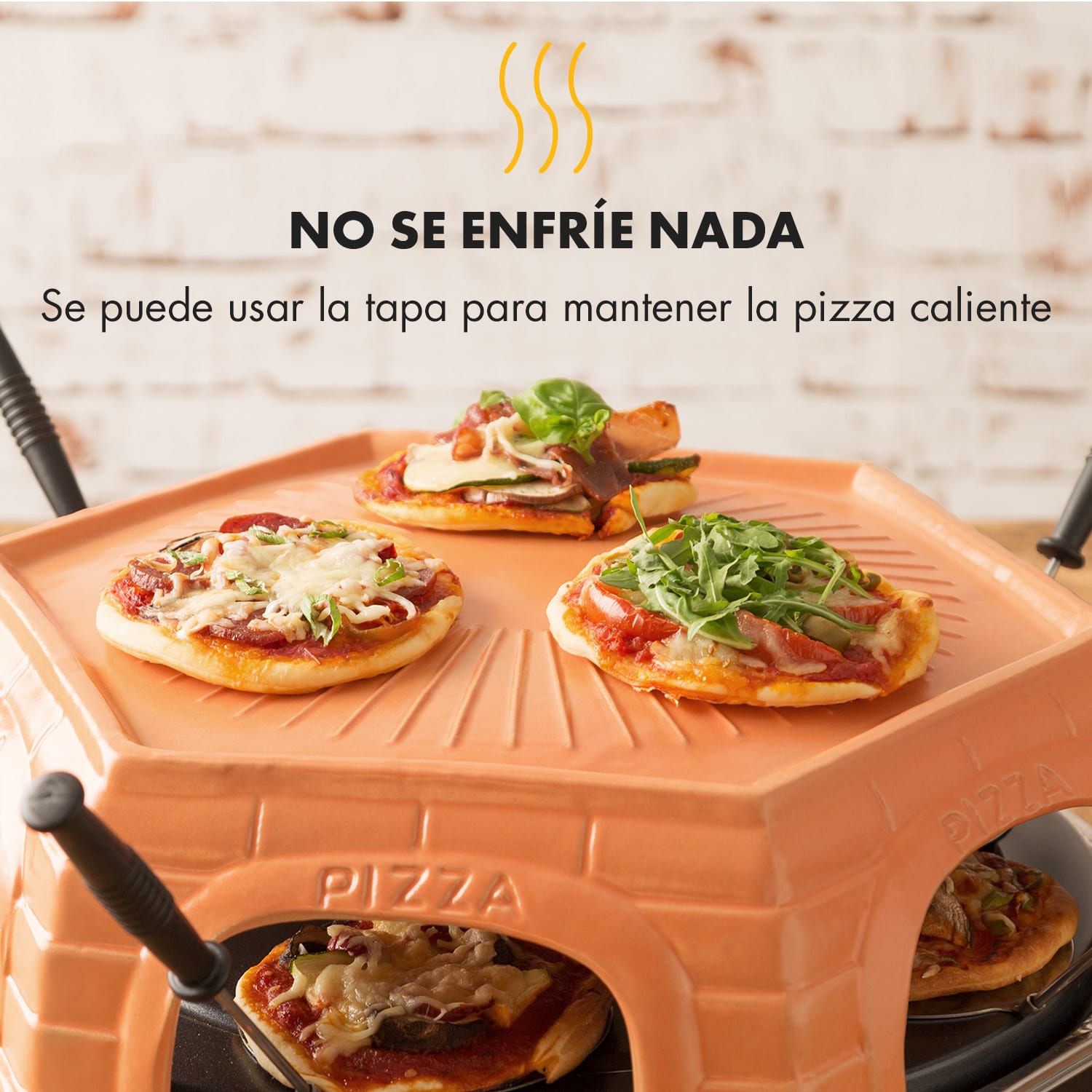 Capricciosa Horno para pizza 1500 W Tapa de terracota Función de conservación del calor 