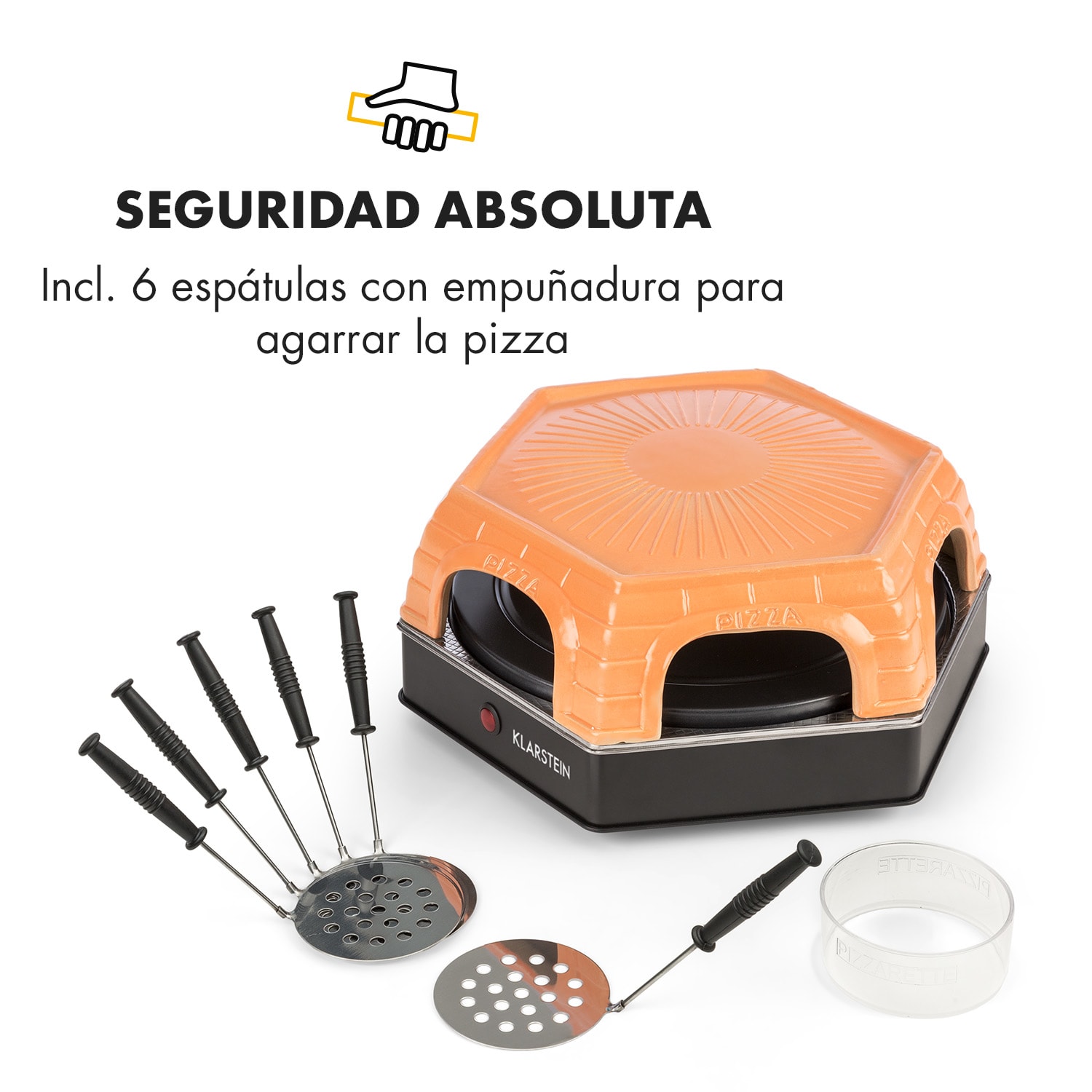 Capricciosa Horno para pizza 1500 W Tapa de terracota Función de conservación del calor 