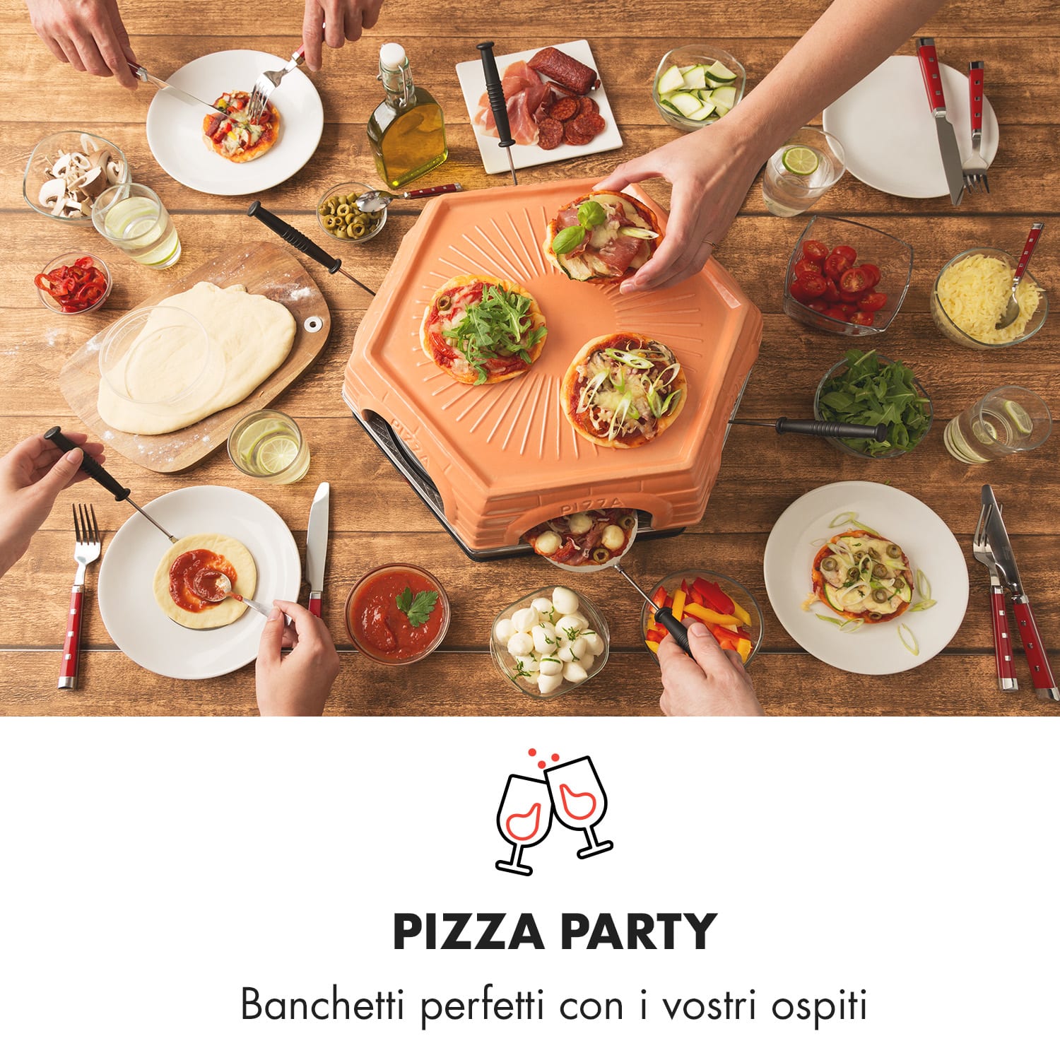 Capricciosa Forno per Pizza 1500 W Copertura in Terracotta Funzione Riscaldamento 