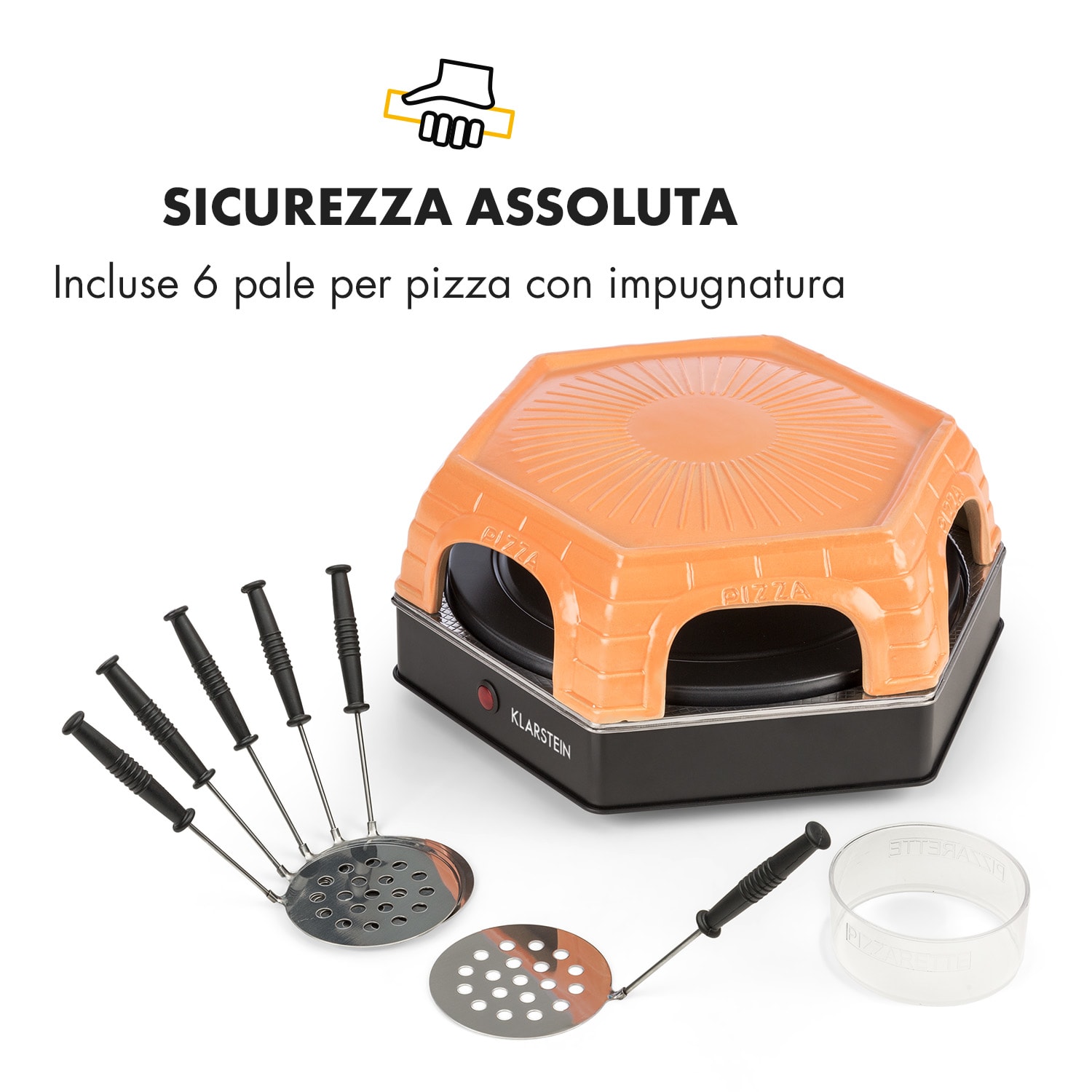 Capricciosa Forno per Pizza 1500 W Copertura in Terracotta Funzione Riscaldamento 