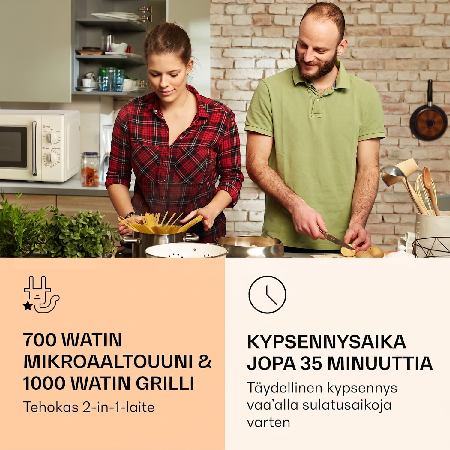 Caroline mikroaaltouuni | 20 litraa | 700 W mikroaaltouuni / 1000 W grilli | kääntölevy Ø 25,5cm | QuickSelect | QuickSelect | retromuotoilu Vintage Kerma