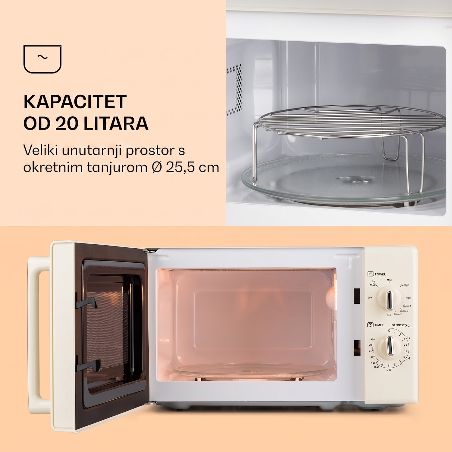 Caroline, mikrovalna pećnica, krem Vintage kremasta