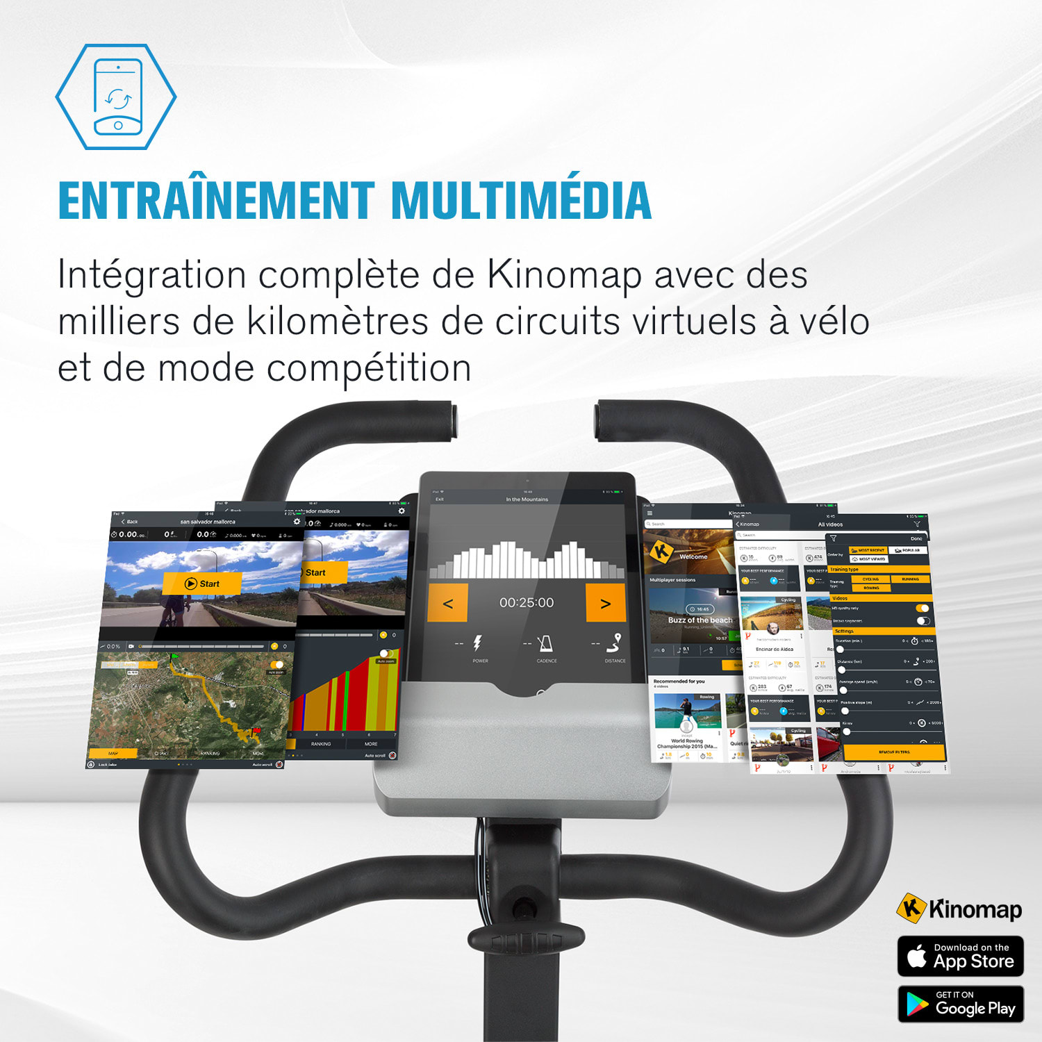 Evo Track Cardiobike Vélo d'appartement Bluetooth Application volant d'inertie 15kg Evo Track - 15 kg