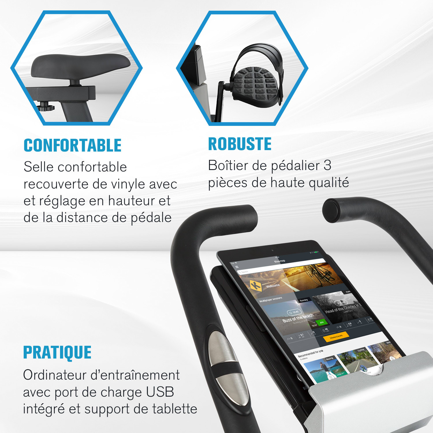 Evo Track Cardiobike Vélo d'appartement Bluetooth Application volant d'inertie 15kg Evo Track - 15 kg
