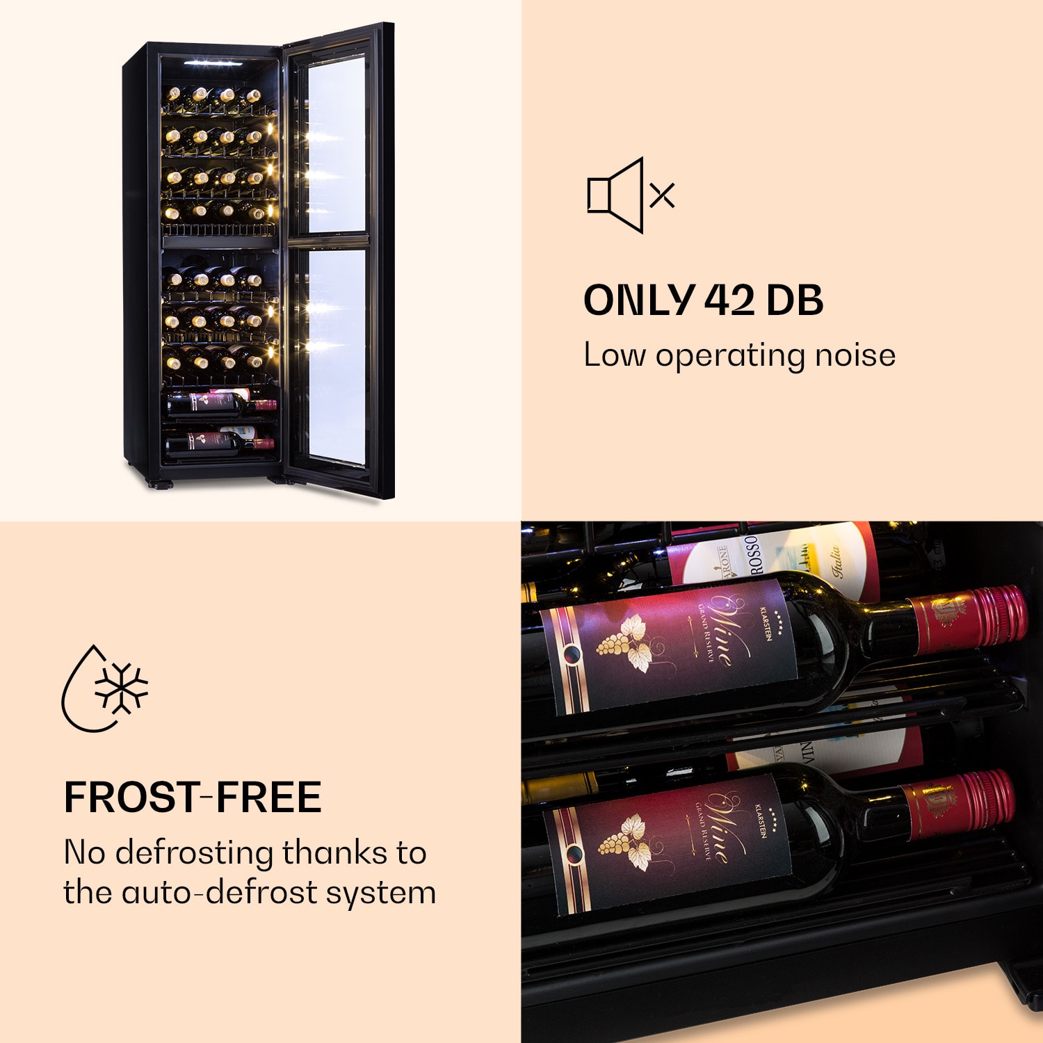 Bellevine Deux 39 Flex, răcitor de vinuri, frigider, 2 zone, 105 l, 39 sticle 39 de sticle | 2 | Negru