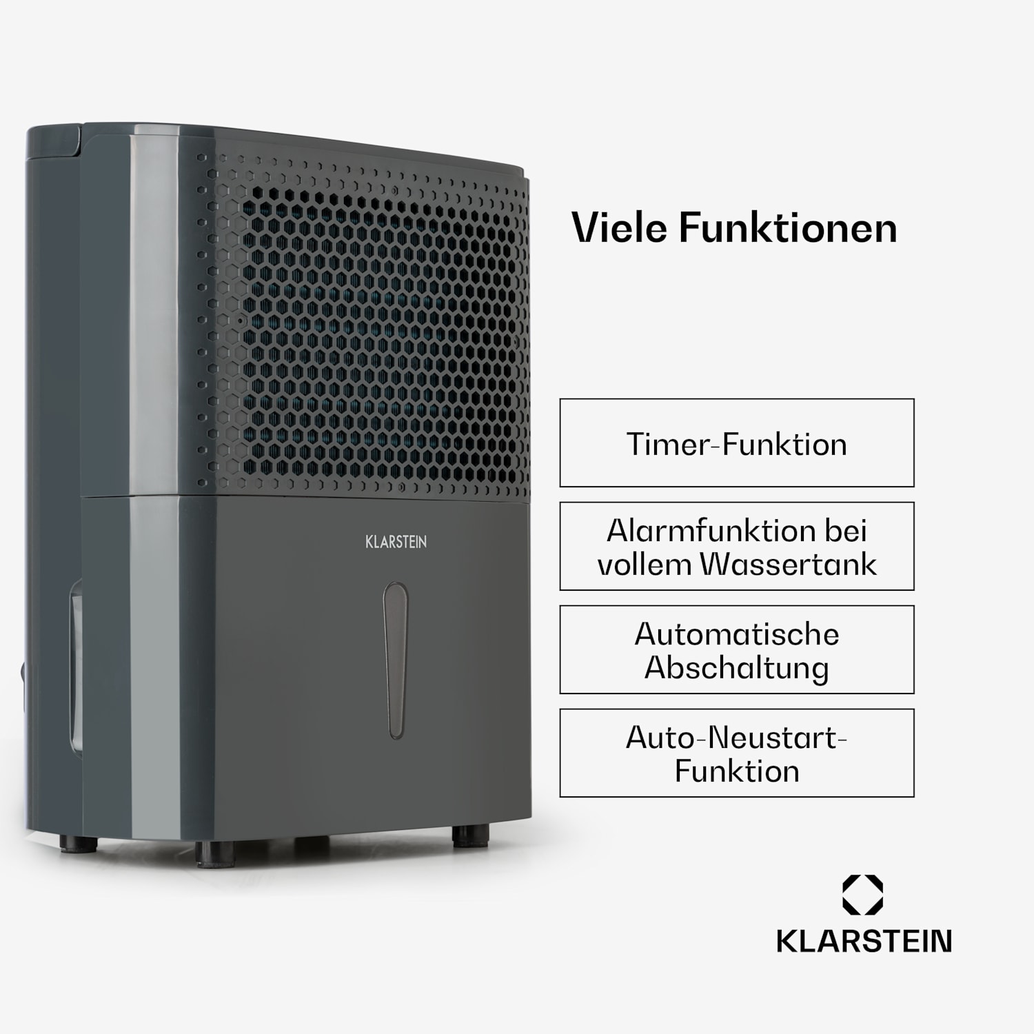 DryFy 10 Déshumidificateur 240W 10l/j 100m³/h 15-20m² 10L/24h | Anthracite