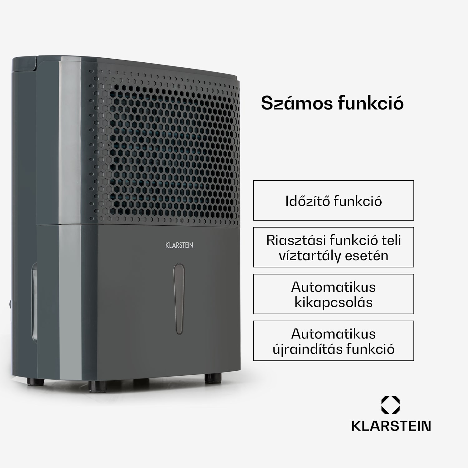 Dryfy 10, páramentesítő, 240 W, 10 l/24 h, 100 m³/h, 15 - 20 m², dryselect, 40 dB, szürke 10L/24h | Antracit