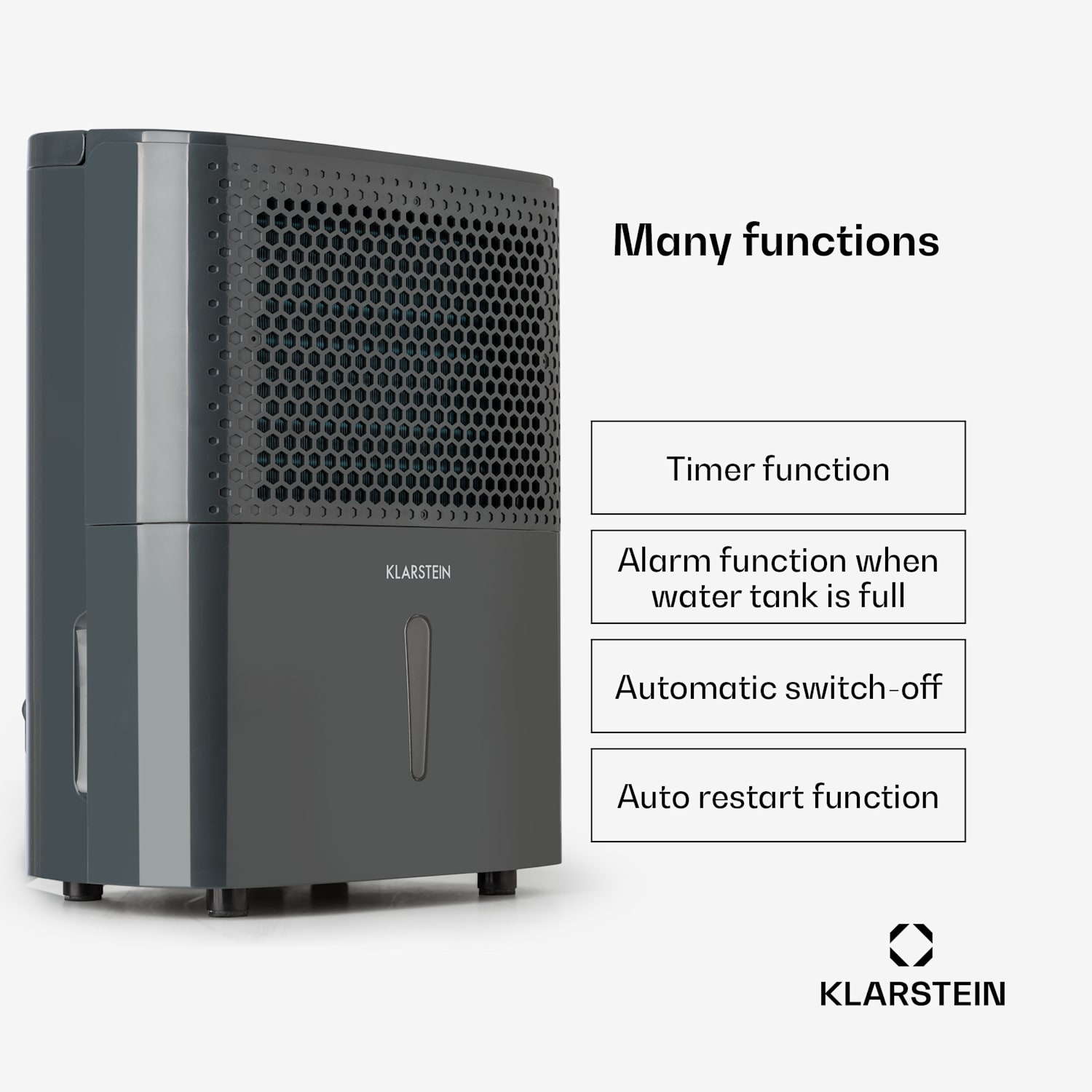 DryFy 10 desumidificador 240W 10l/d 100m³/h 15-20m² 10L/24h | Antracite