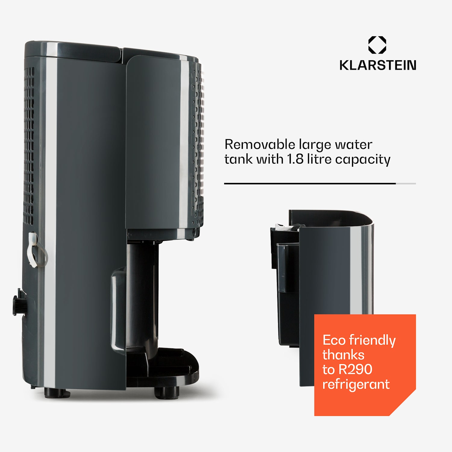 DryFy 10 desumidificador 240W 10l/d 100m³/h 15-20m² 10L/24h | Antracite