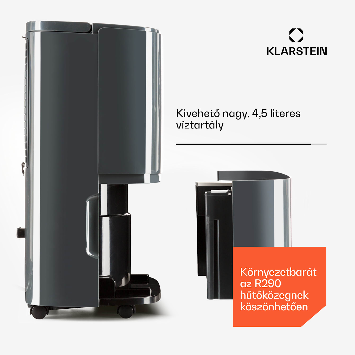 DryFy20 Párátlanító 420W 20l/d 230m³/h 35-50m² DrySelect 45dB Szürke 20L/24h | Antracit