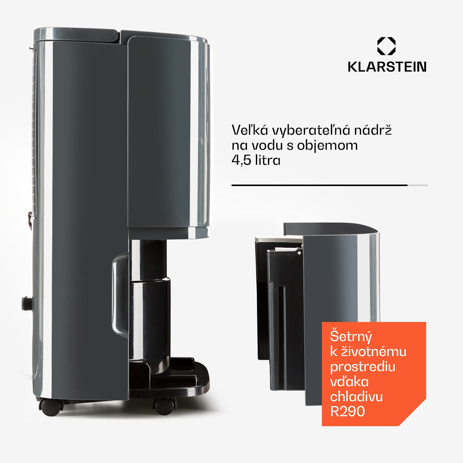 DryFy20 Odvlhčovač vzduchu 420W 20l/d 230m³/h 35-50m² DrySelect 45dB Sivá 20L/24h | Antracit