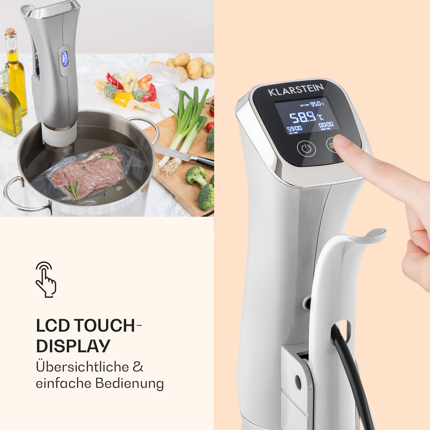 Quickstick Sous Vide Garer Thermostat: 50-95 °C für 20 L Edelstahl silver_metallic