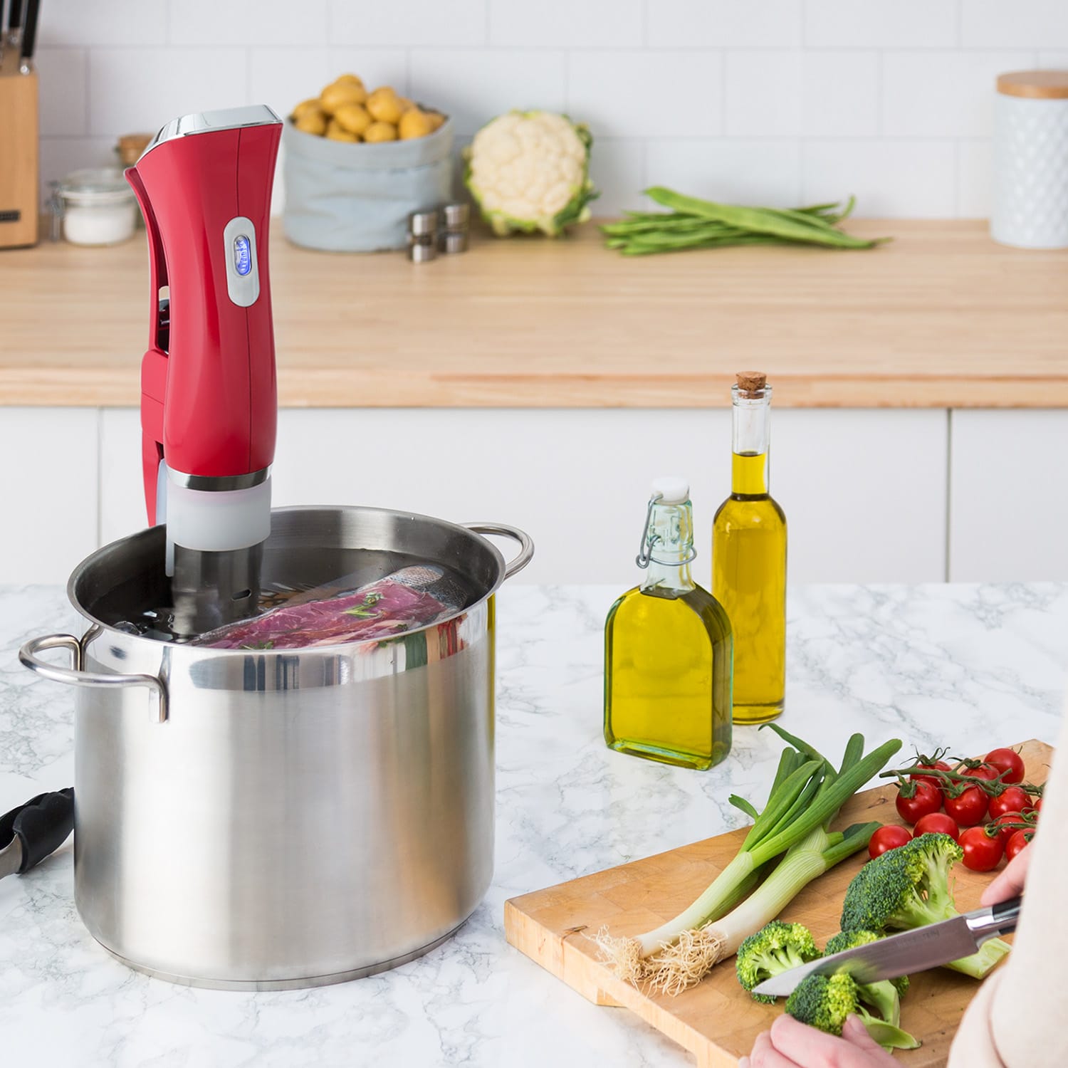 Quickstick Sous Vide főző, 20 L, termosztát, cirkulációs pumpa, nemesacél Piros