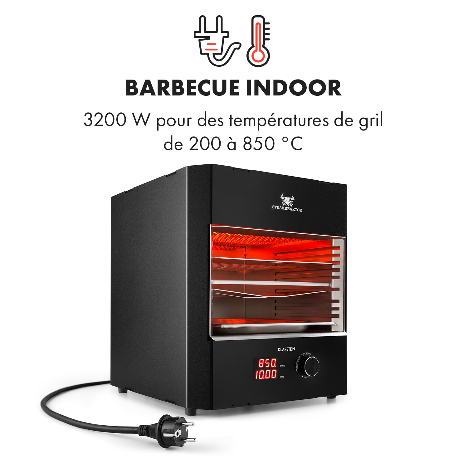 Steakreaktor Pro indoor barbecue hoge-temperatuur-grill Made in Germany Zwart