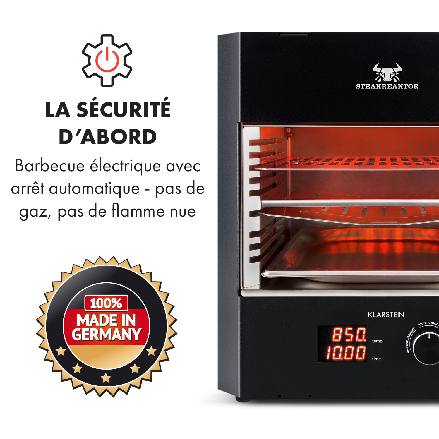 Steakreaktor Pro indoor barbecue hoge-temperatuur-grill Made in Germany Zwart