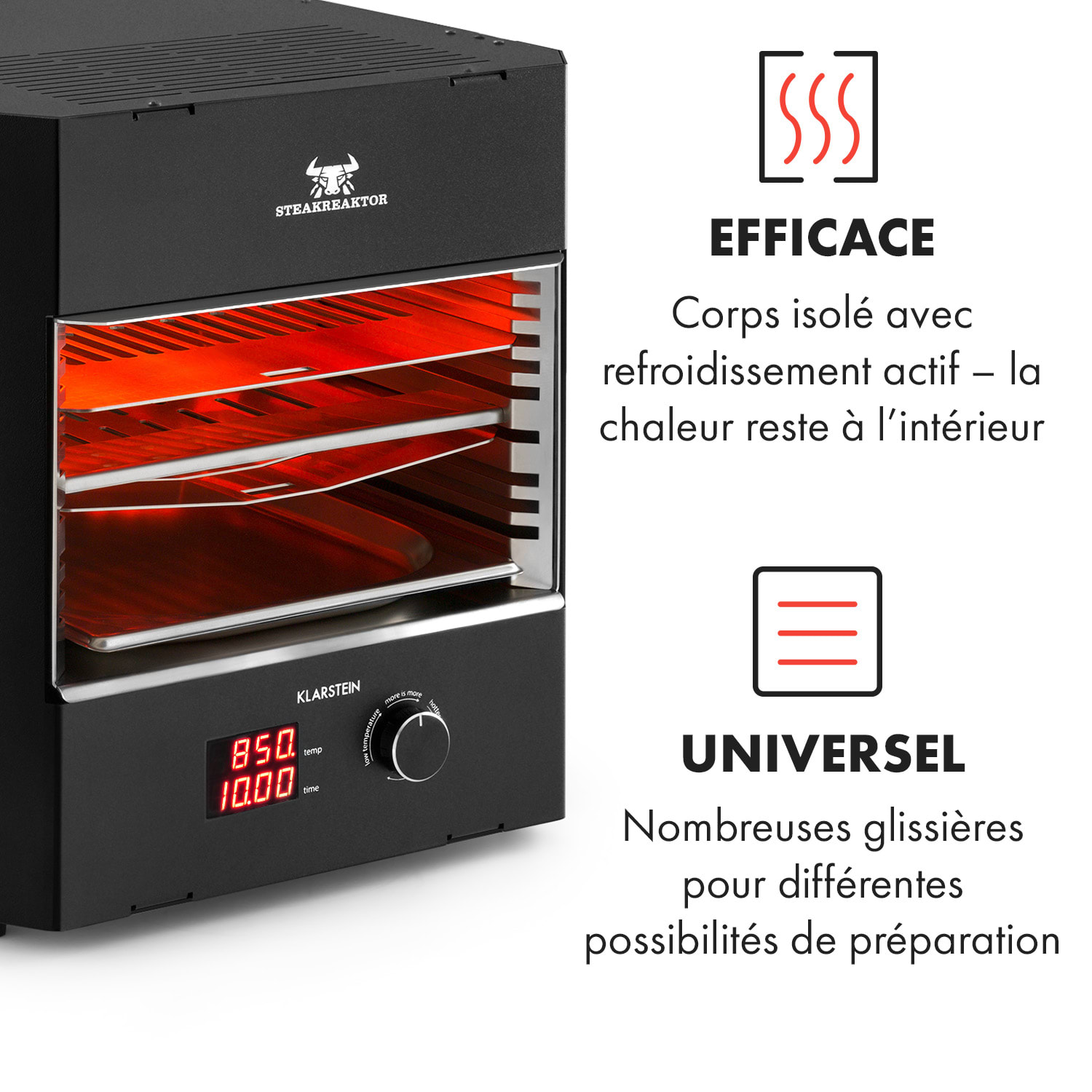 Steakreaktor Pro indoor barbecue hoge-temperatuur-grill Made in Germany Zwart