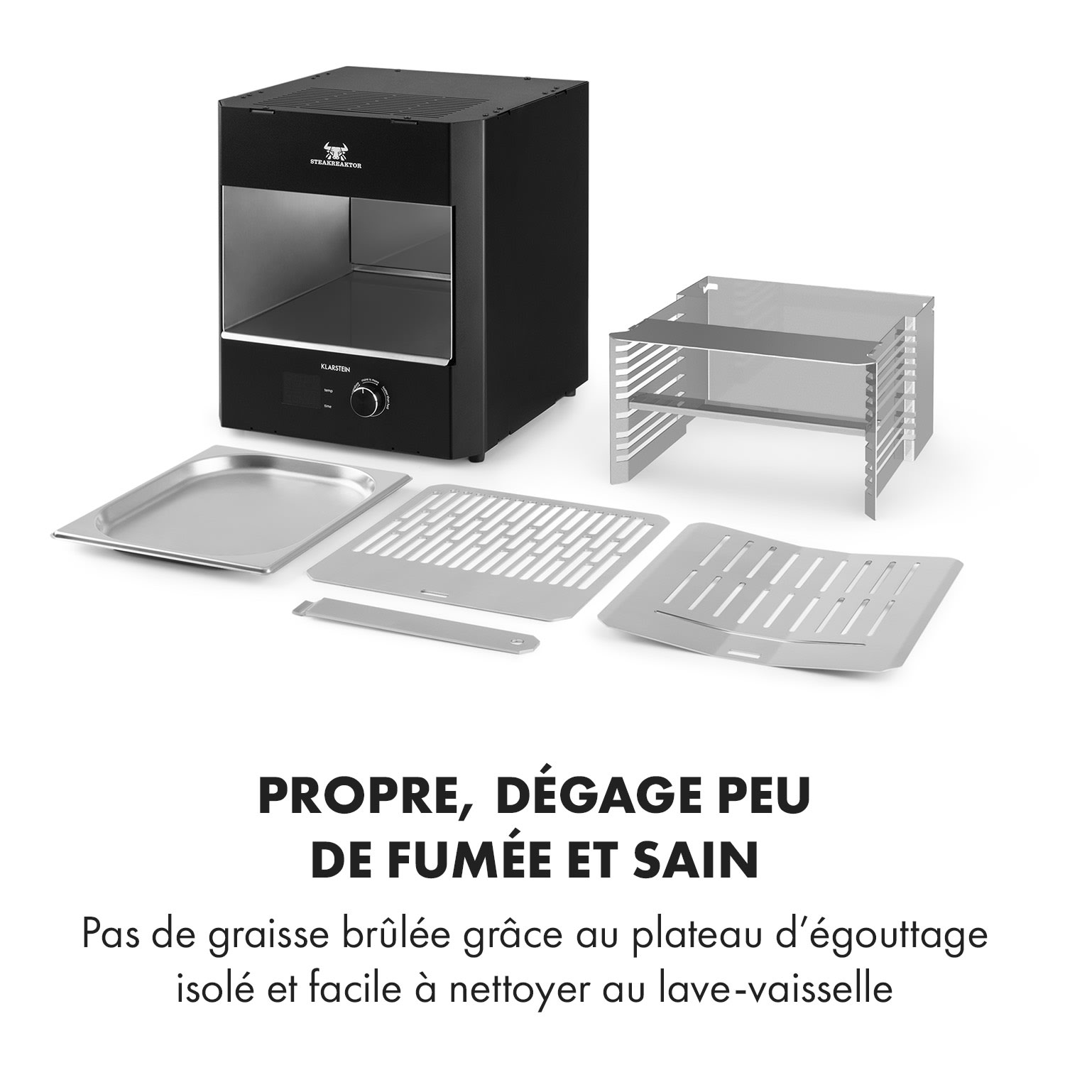 Steakreaktor Pro indoor barbecue hoge-temperatuur-grill Made in Germany Zwart
