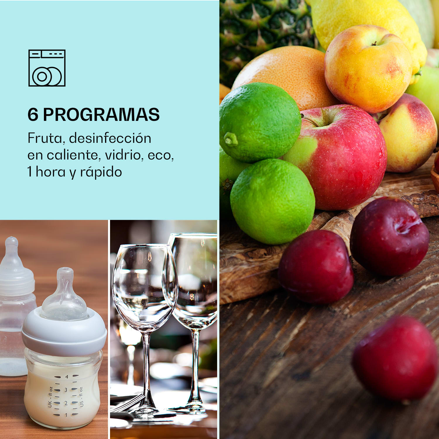 Amazonia Mini lavavajillas 6 programas pantalla LED Plata