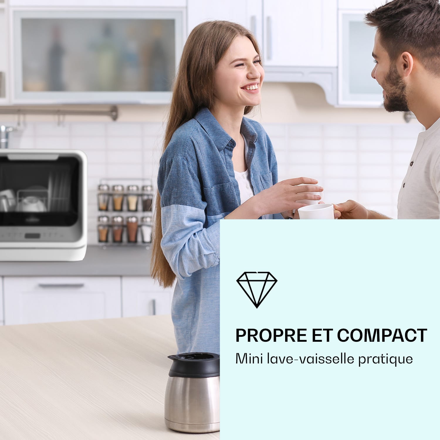 Amazonia mini-vaatwasser 6 programma's led-display Zilver