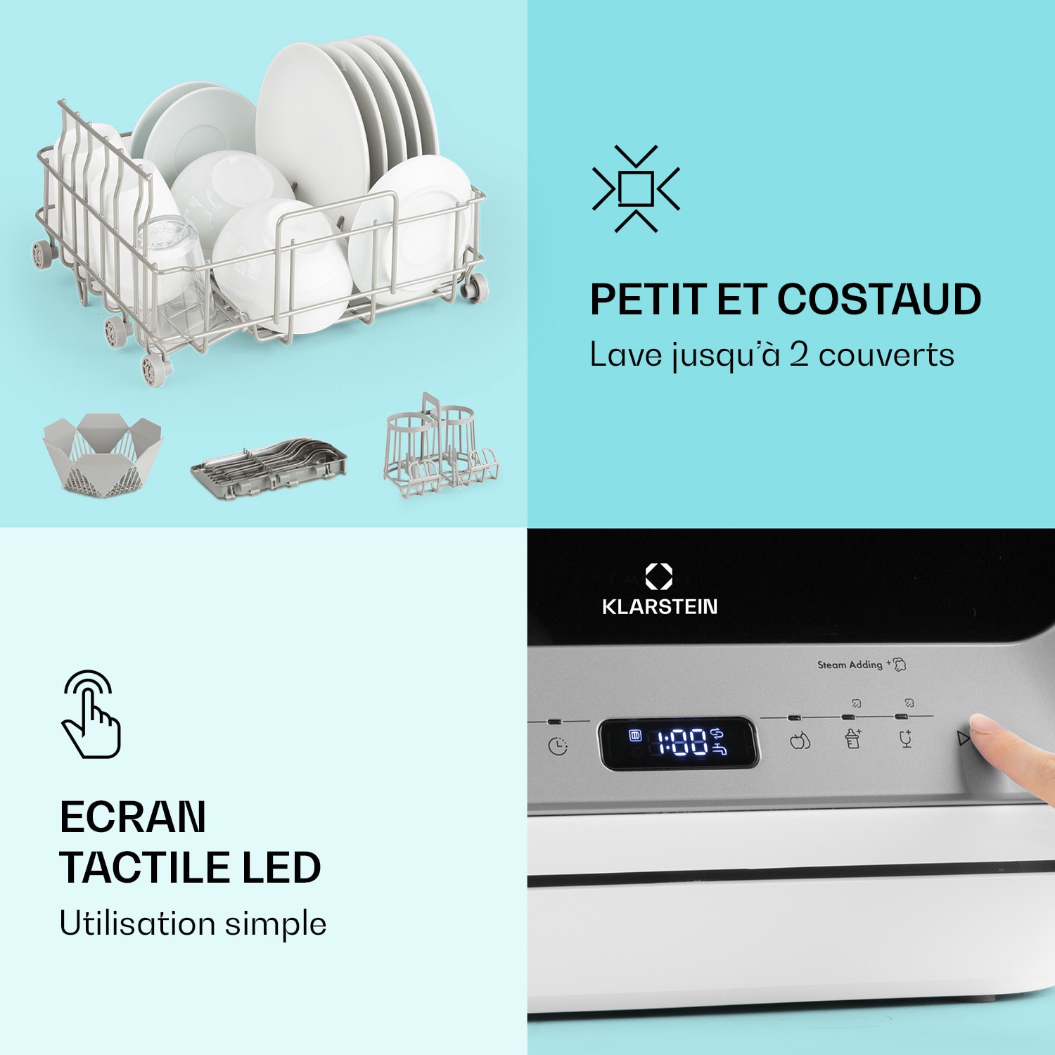 Amazonia mini-vaatwasser 6 programma's led-display Zilver