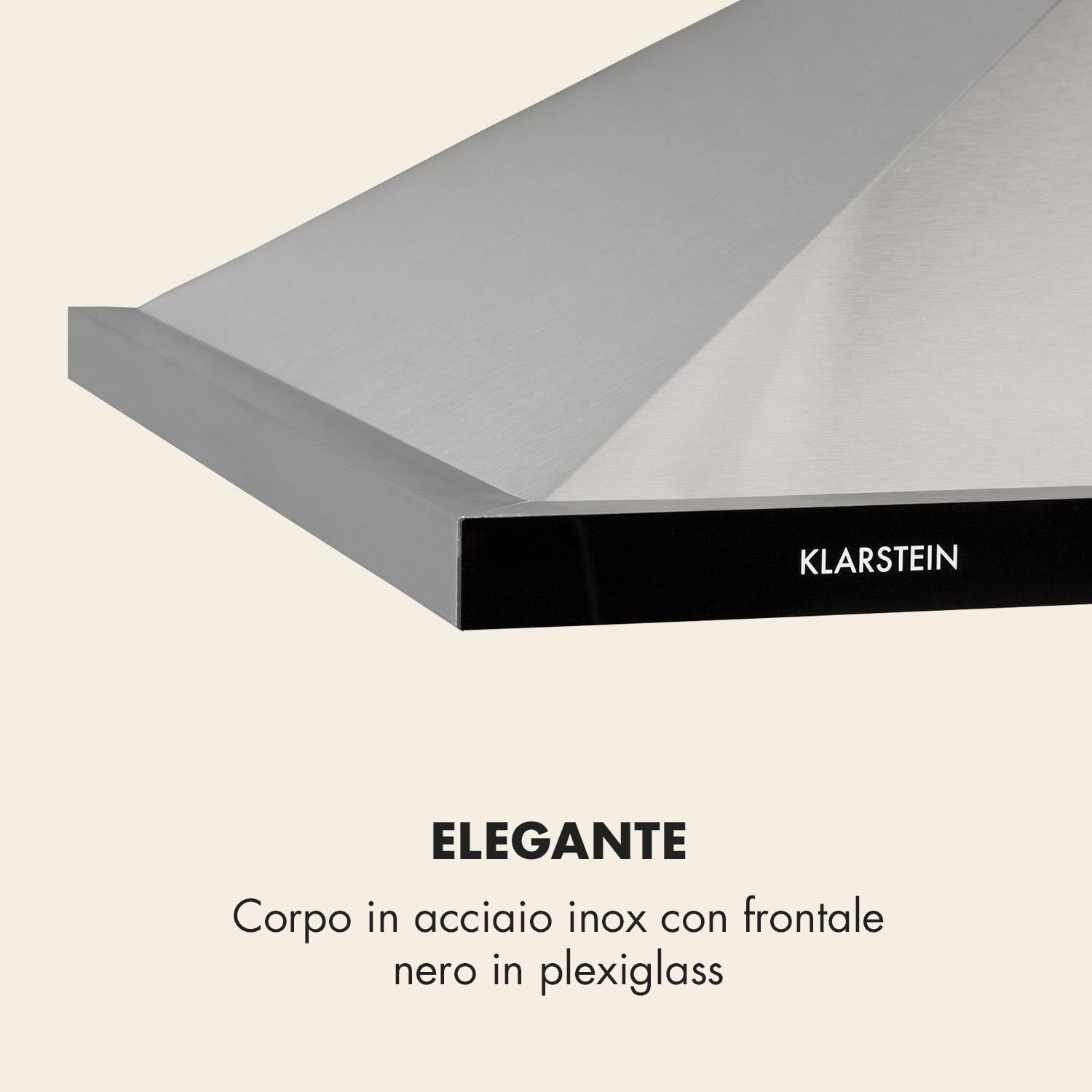 Galina 90 Cappa Aspirante Scarico 90cm 350m³/h LED Inox Vetro Acrilico 