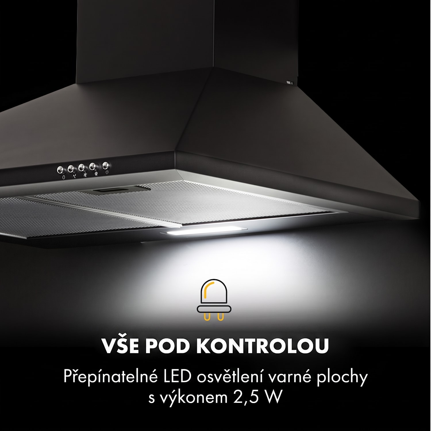 Zugspitze 60, digestoř, 60 cm, nástěnná, 337 m³/h, LED, černá 60 cm | Černá