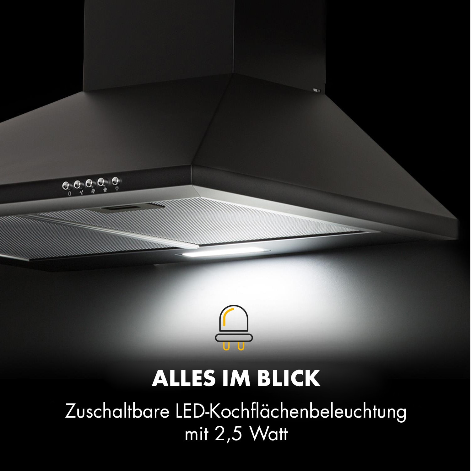 Zugspitze 60 Dunstabzugshaube Wandhaube 65W 310m³/h LED 60 cm | Schwarz