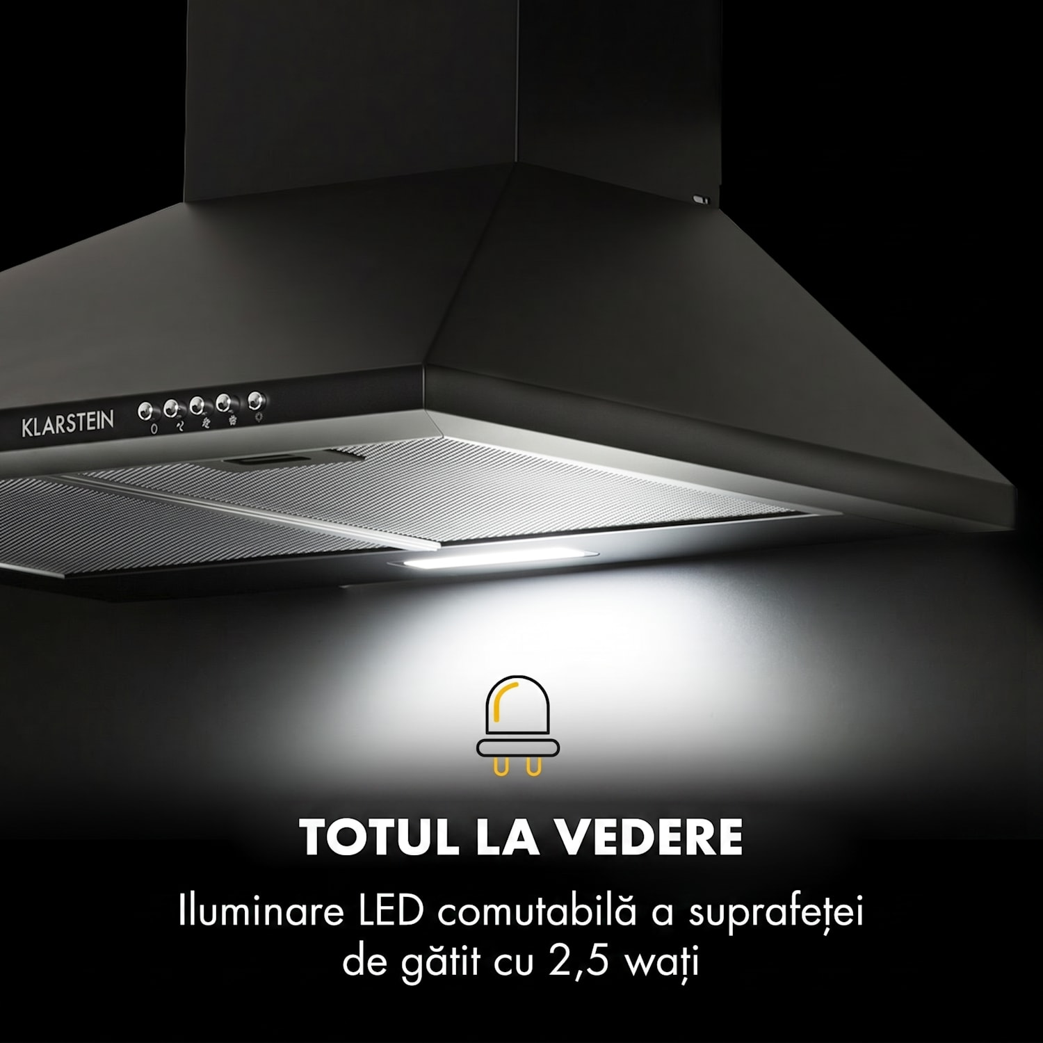 Zugspitze 60, hotă de aspirație, 65 W, 337 m³/h, LED 60 cm | Negru