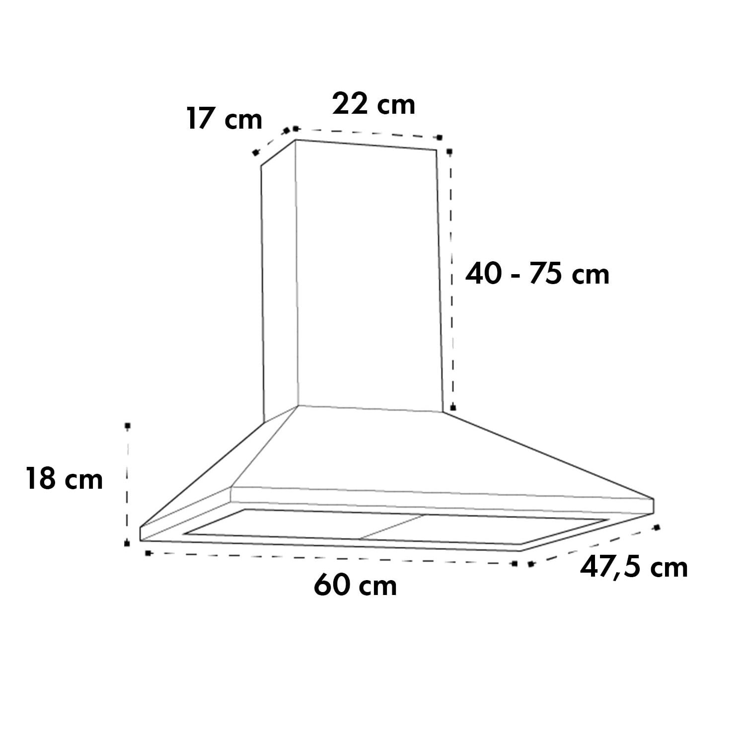 Zugspitze 60, digestor, 60 cm, nástenný, 310 m³/h, LED, čierny 