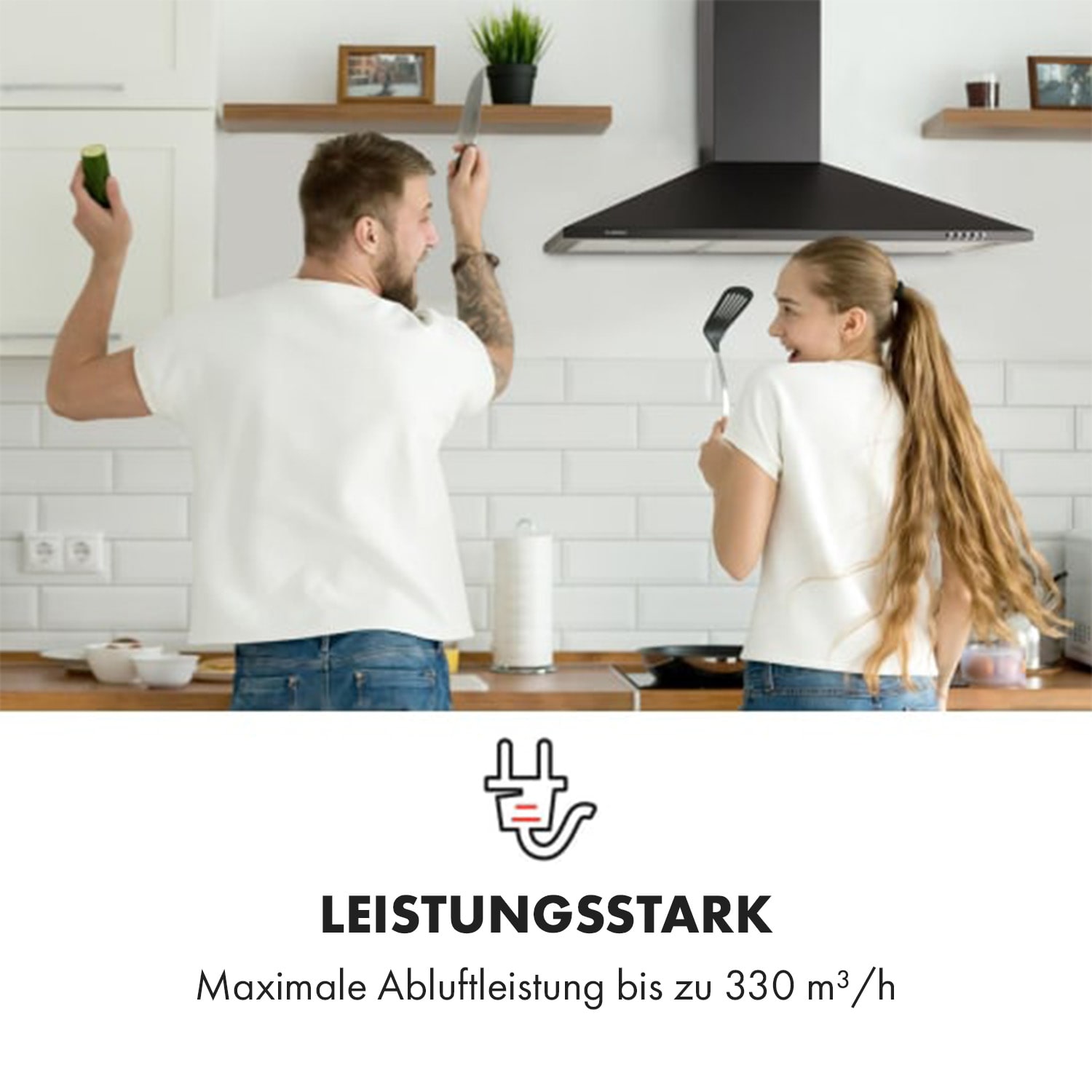 Zugspitze 90 Cappa Aspirante a Parete 65W 330m³/h LED 90 cm | Nero