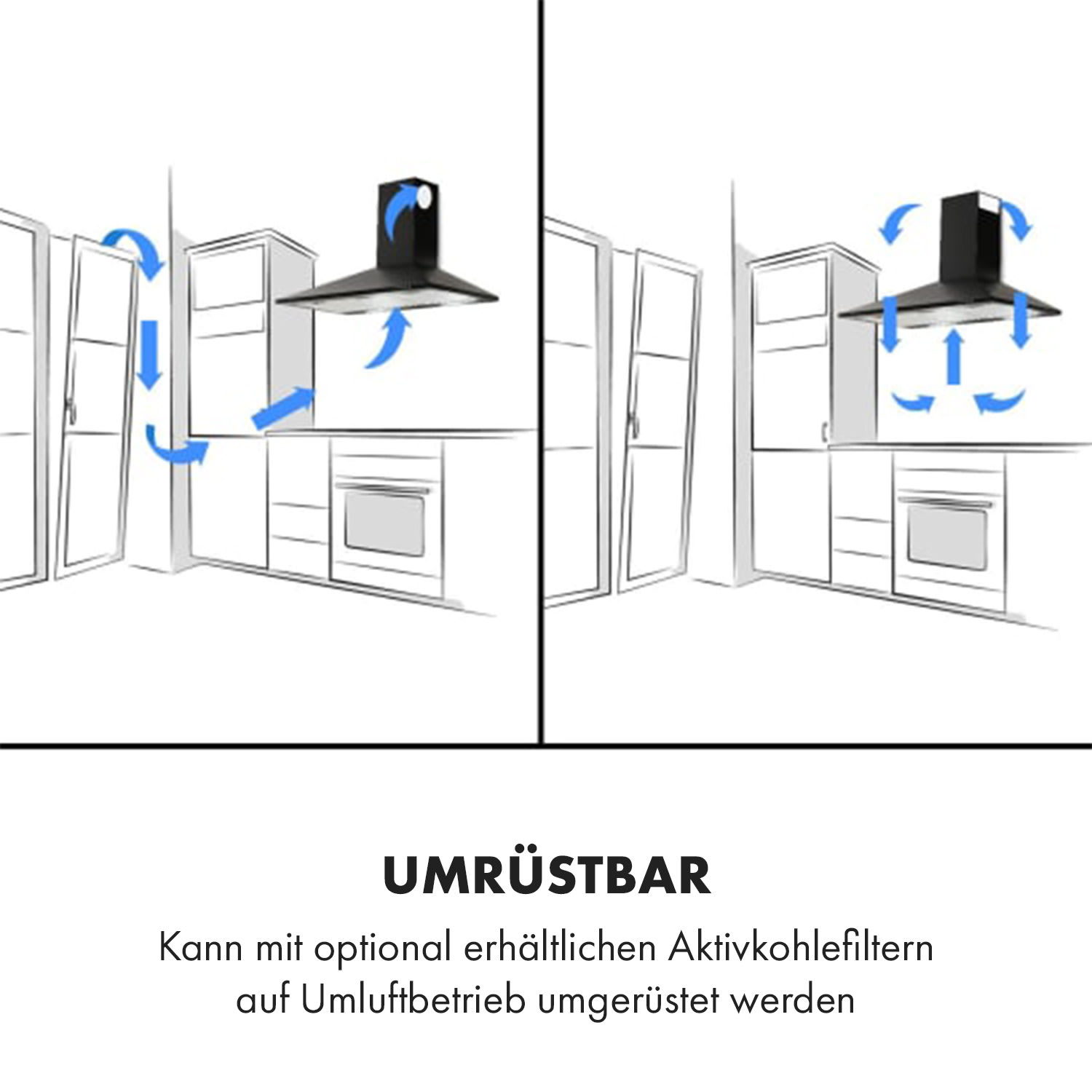 Zugspitze 90 Cappa Aspirante a Parete 65W 330m³/h LED 90 cm | Nero
