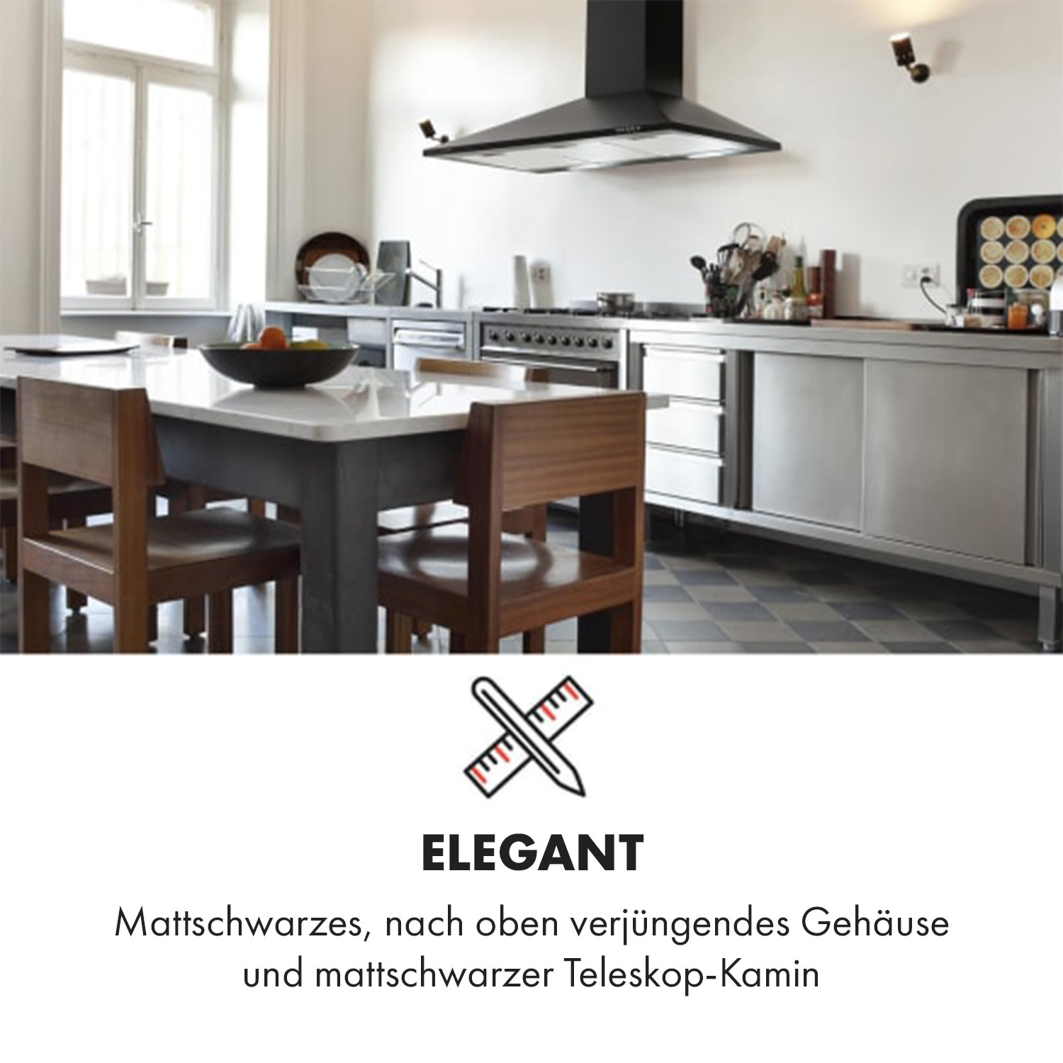 Zugspitze 90 Cappa Aspirante a Parete 65W 330m³/h LED 90 cm | Nero