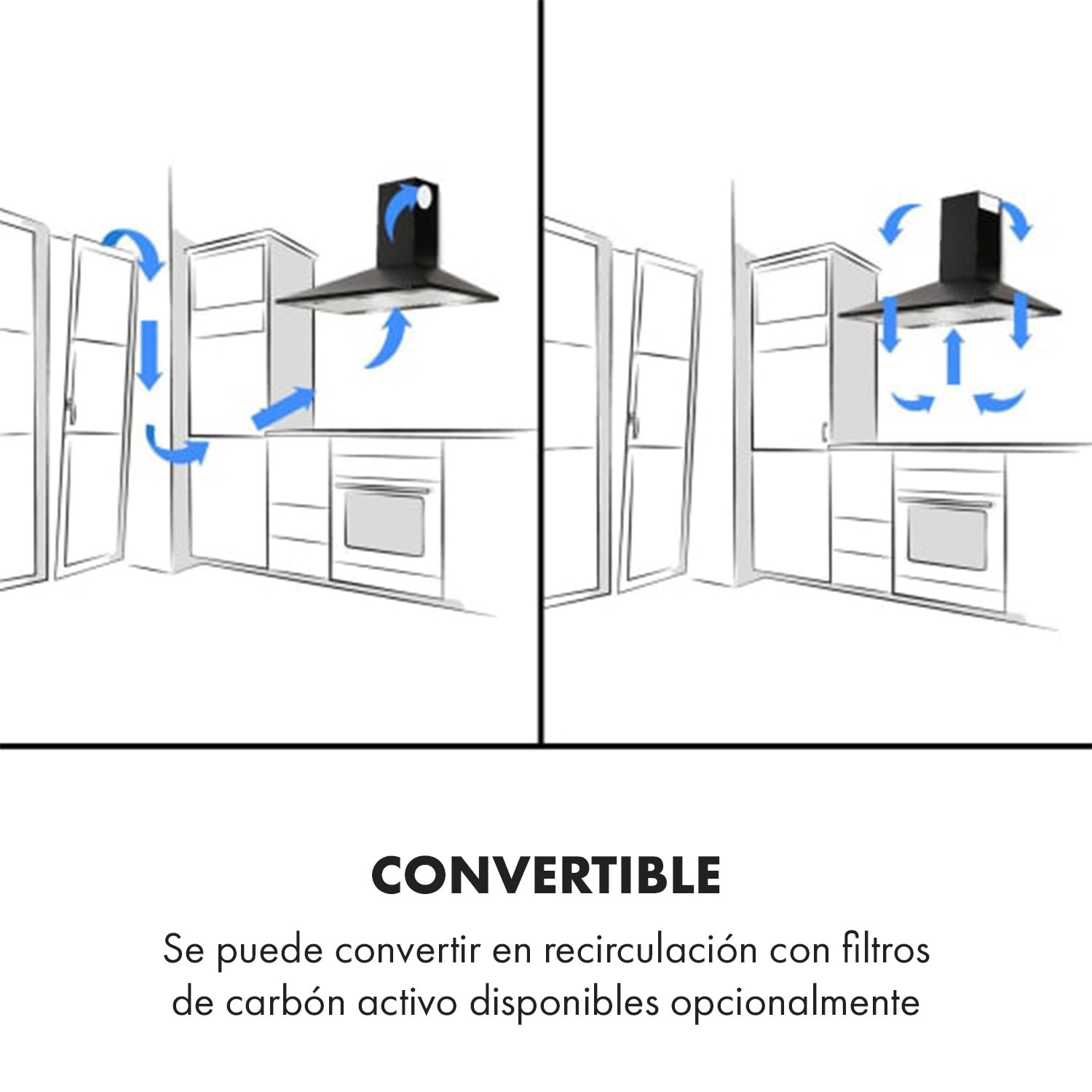 Zugspitze 90 Campana extractora de pared 65 W 330 m³/h LED 90 cm | Negro