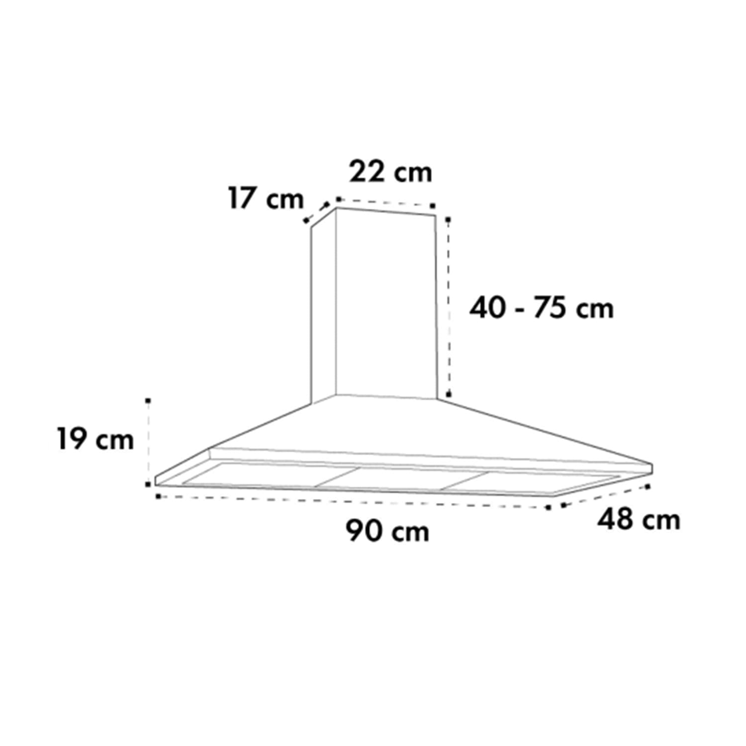 Zugspitze 90, digestor, 90 cm, nástenný, 330 m³/h, LED, čierny 90 cm | Čierna