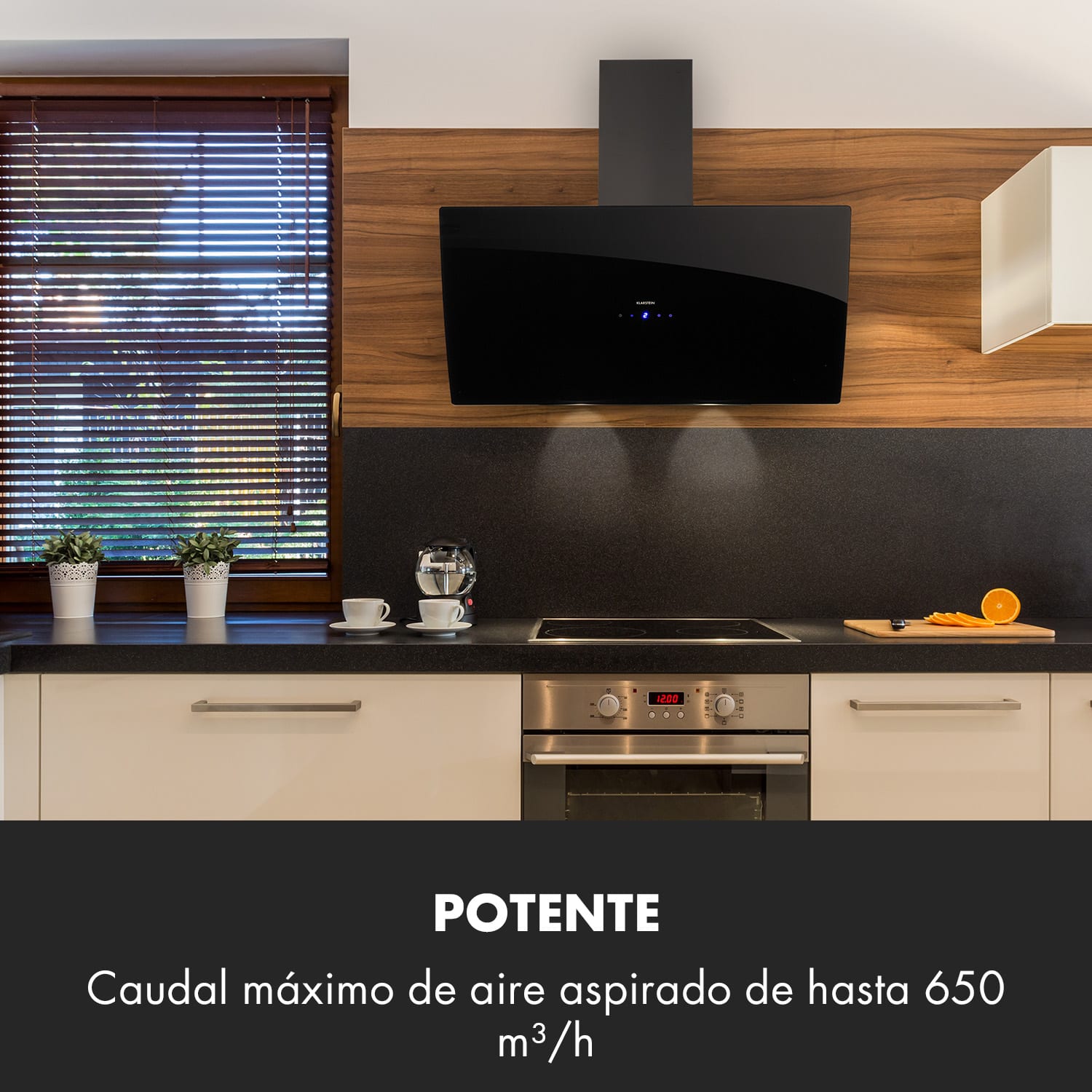 Anabelle 90 Campana extractora Cristal 595 m³/h Panel táctil Negra 90 cm | Negro