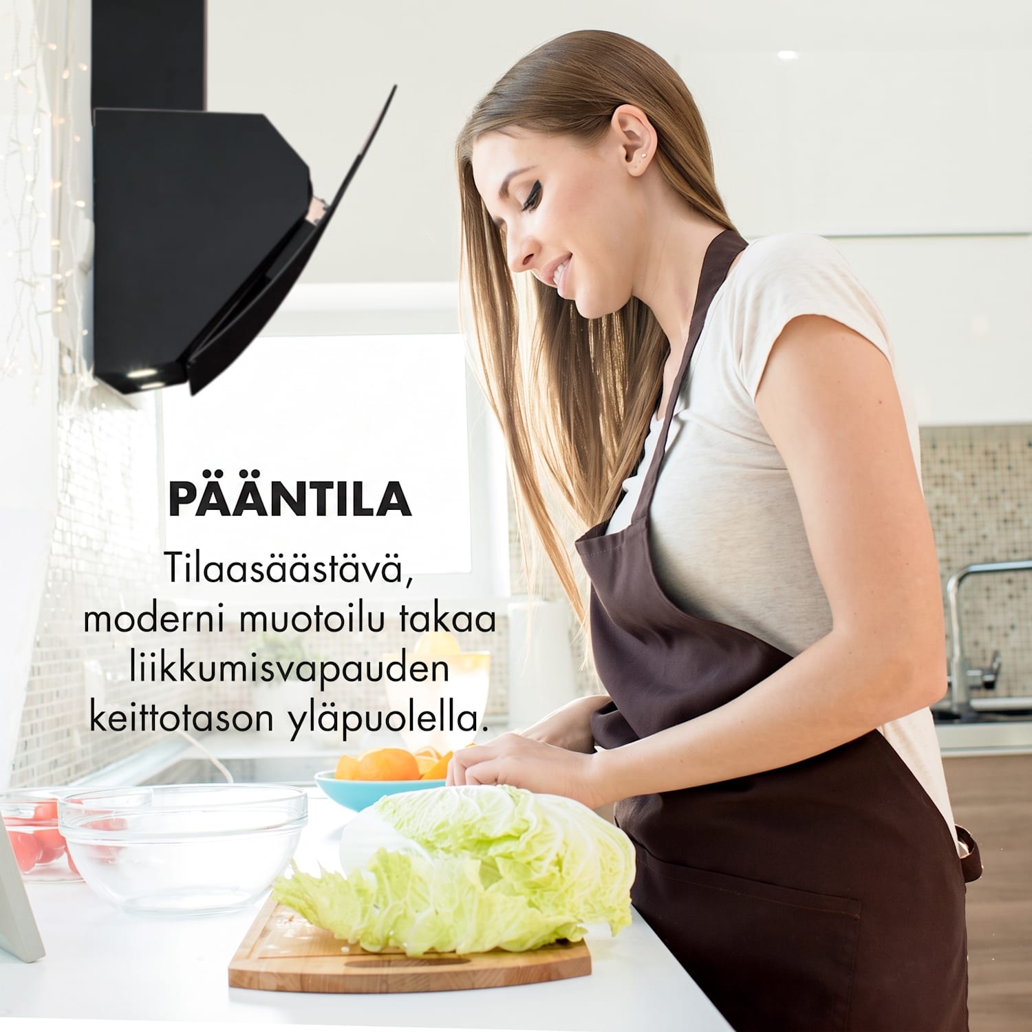 Annabelle 90 liesituuletin lasi 641 m³/h kosketusohjaus musta 90 cm | Musta