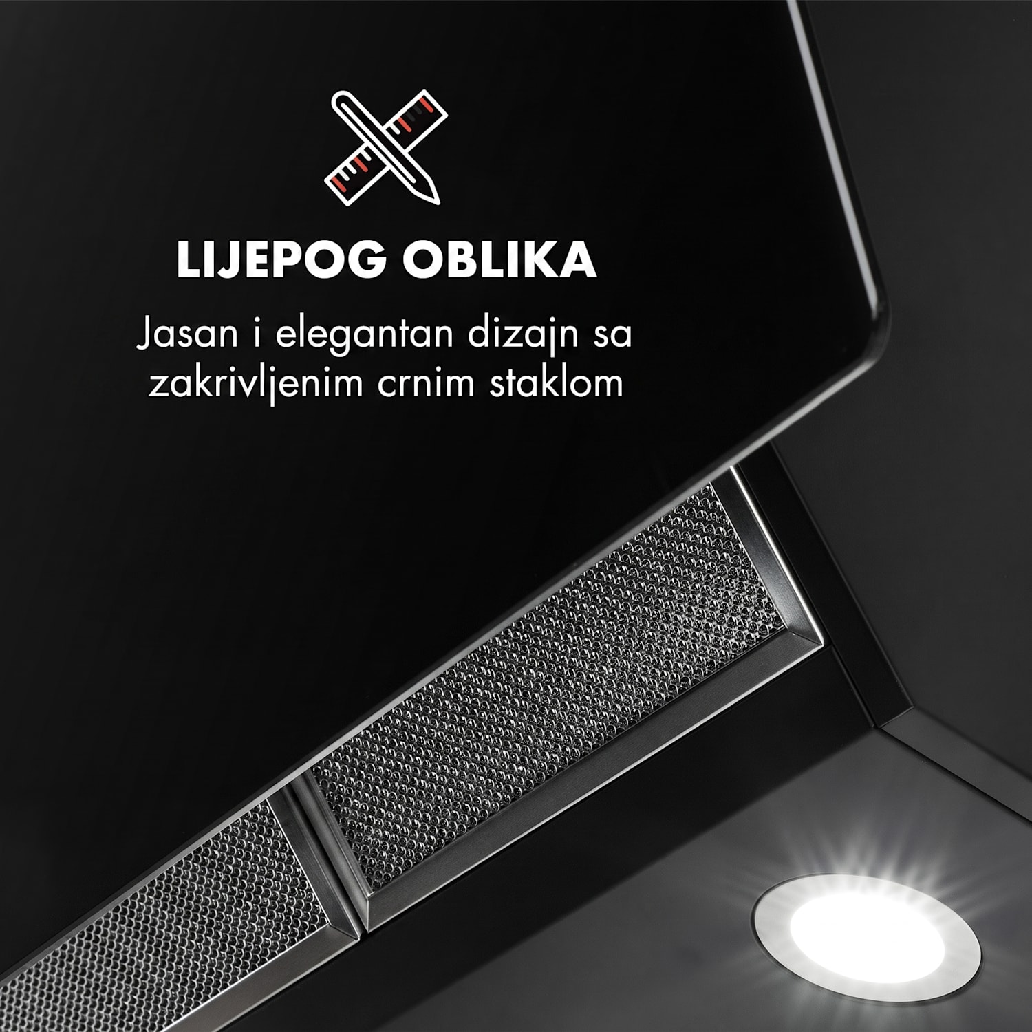 Anabelle 90, kuhinjska napa, staklo, 641 m³/h, touchscreen, crna 90 cm | Crna