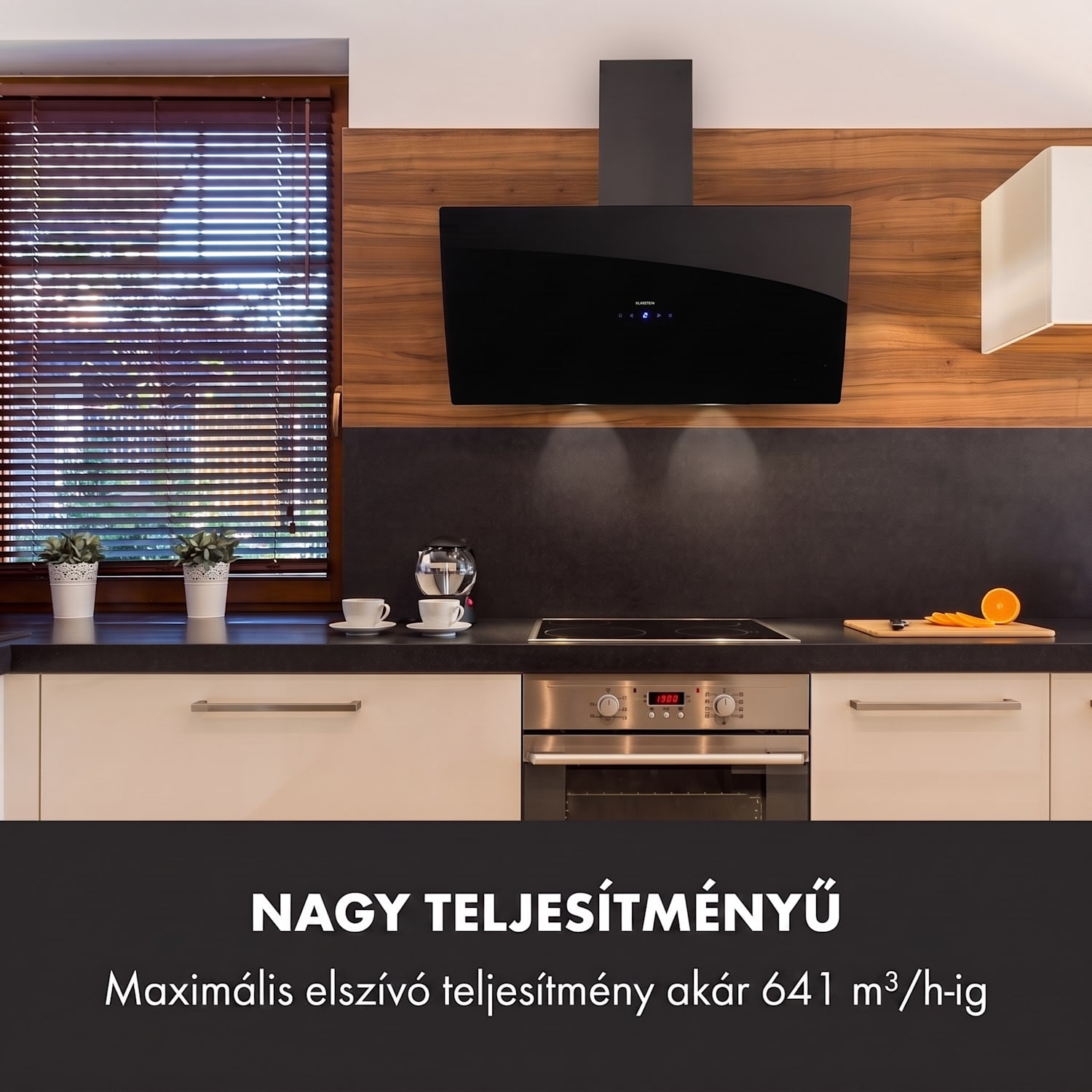 Annabelle 90, páraelszívó, üveg, 595 m³/ó, érintőképernyős, fekete 90 cm | Fekete