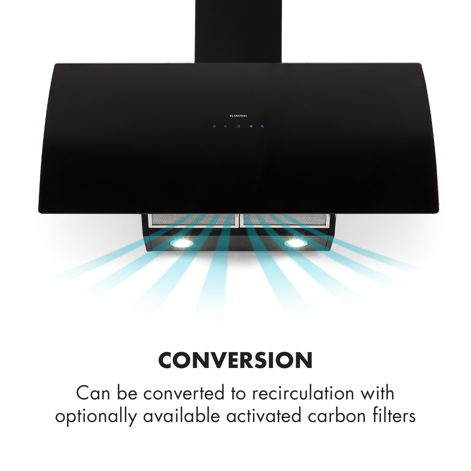Annabelle 90 Cooker Hood Glass 595 m³/h Touch Faucet Black 90 cm | Black
