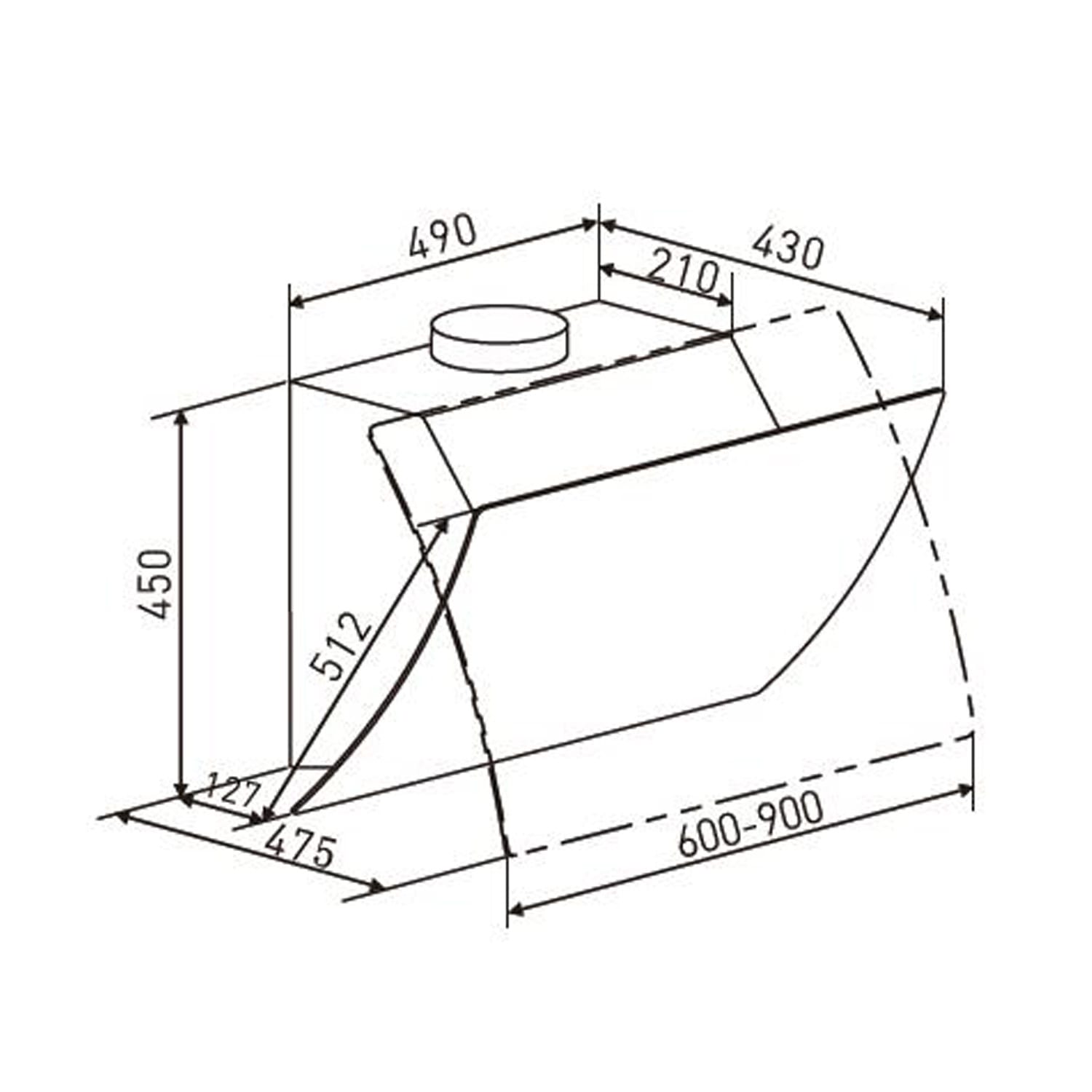 Annabelle 90, digestor, 90 cm, nástenný, 595 m³/h, dotykový panel, sklo, čierny 