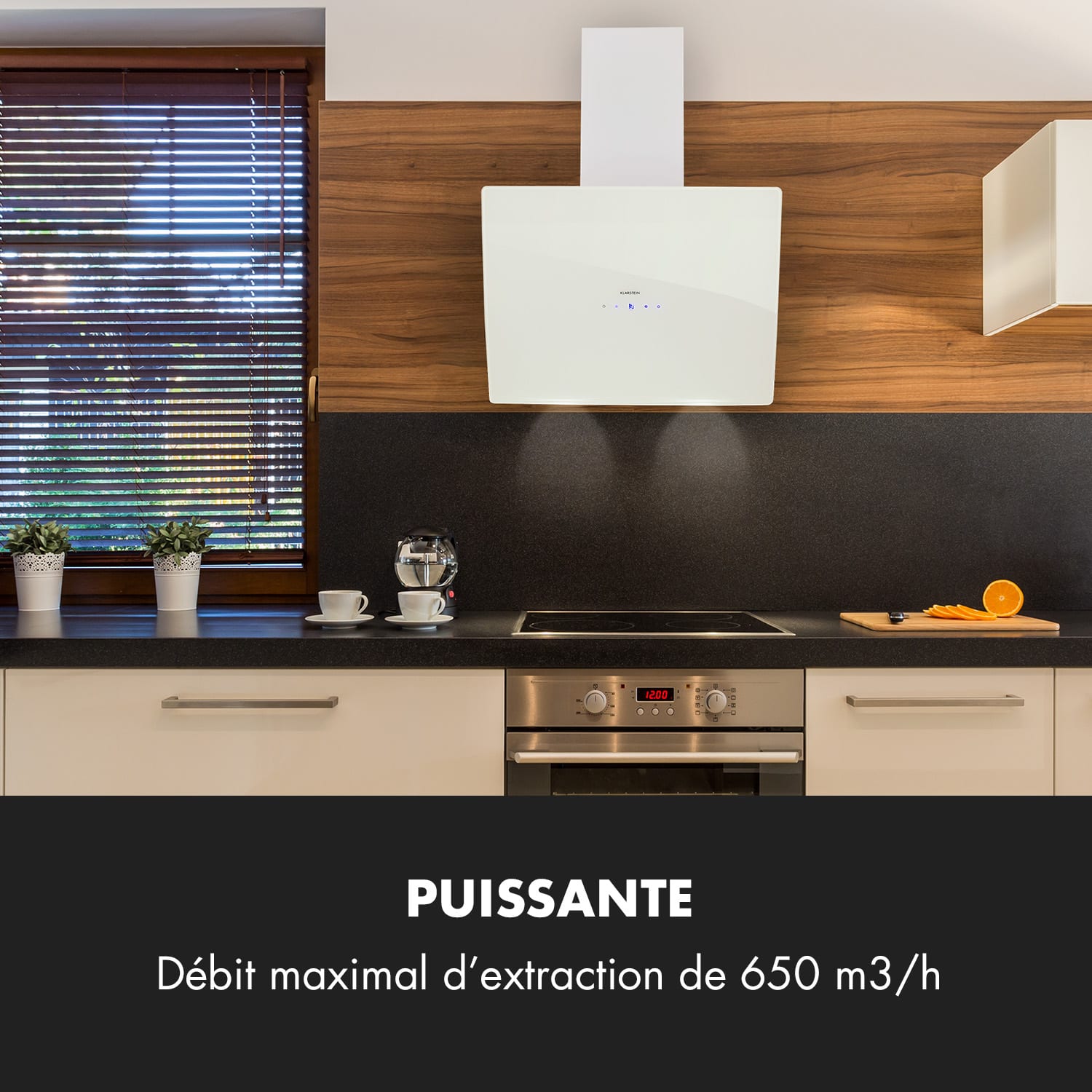 Annabelle 60 Hotte aspirante en verre 595 m³/h panneau tactile blanc 60 cm | Blanc