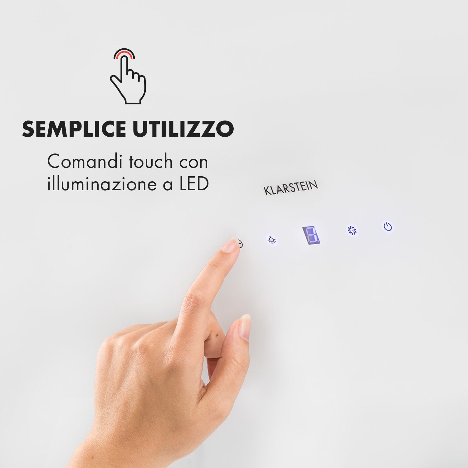 Annabelle 60 - Cappa aspirante, vetro, 595 m³/h, pannello touch, bianco 