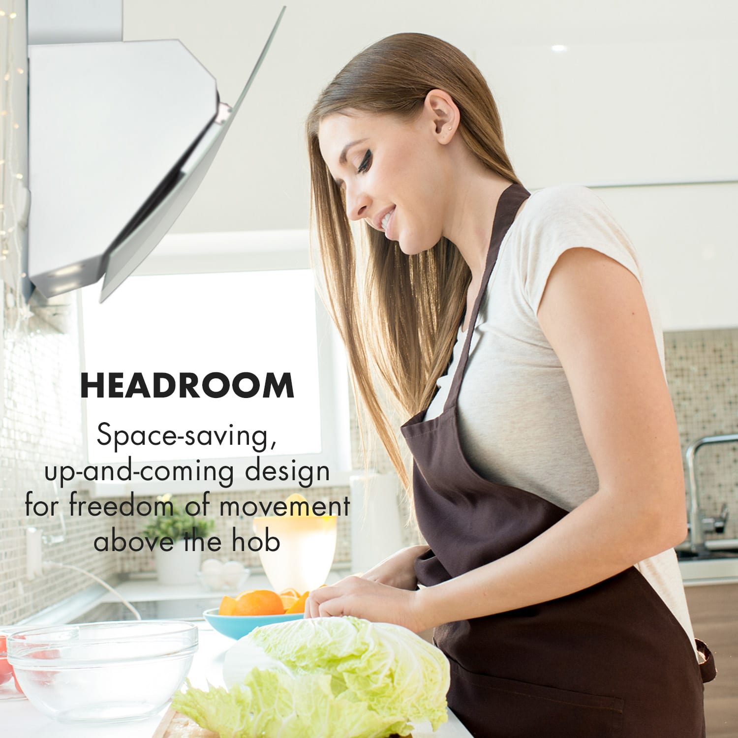 Annabelle 60 Exaustor de Cozinha Vidro 595 m³/h Estrutura Touch branco 