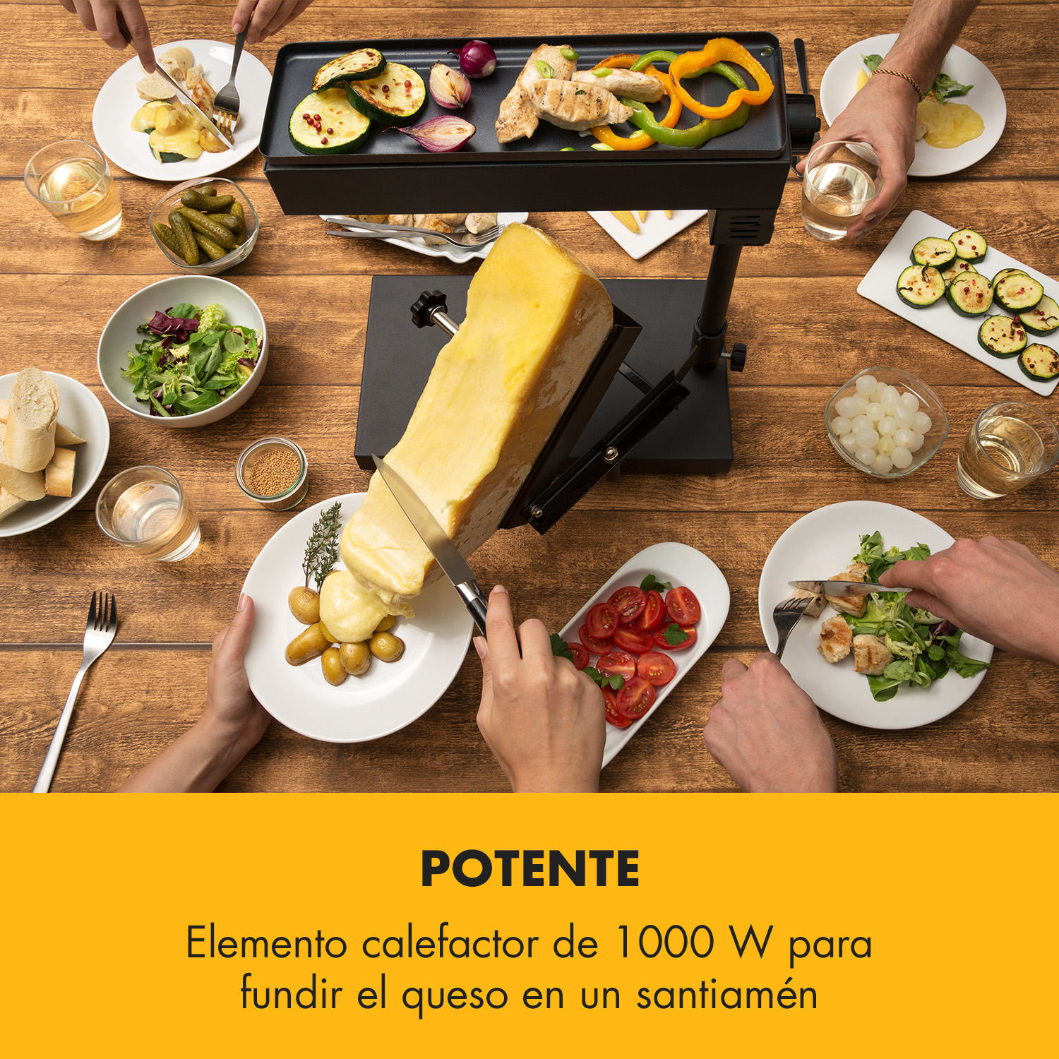 Appenzell Peak Raclette con grill 1000 W Interruptor con termostato Negro 