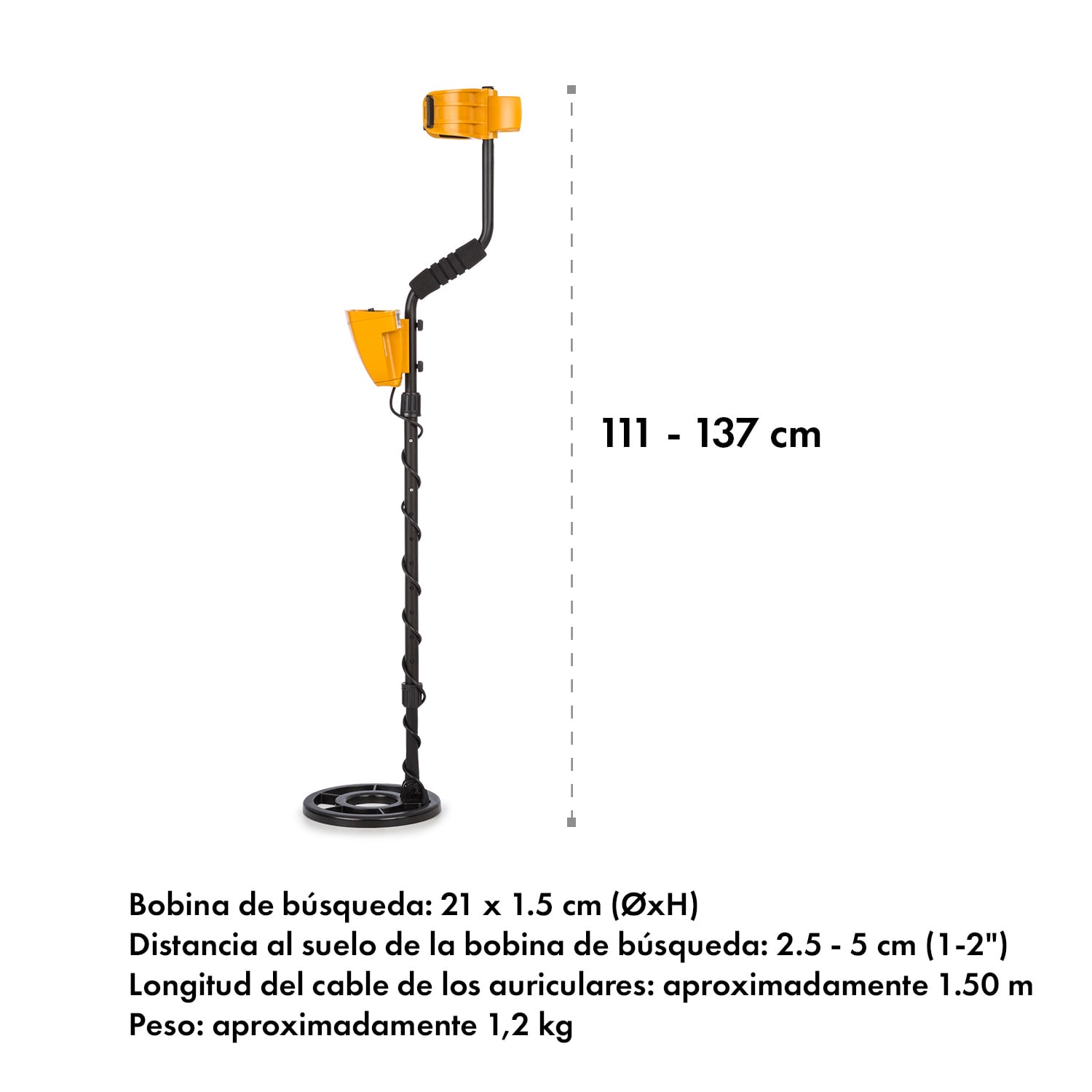 Dr. Jones Detector de metales 5 modos Ø20 cm Hasta 2 m Pantalla Mochila Cascos 