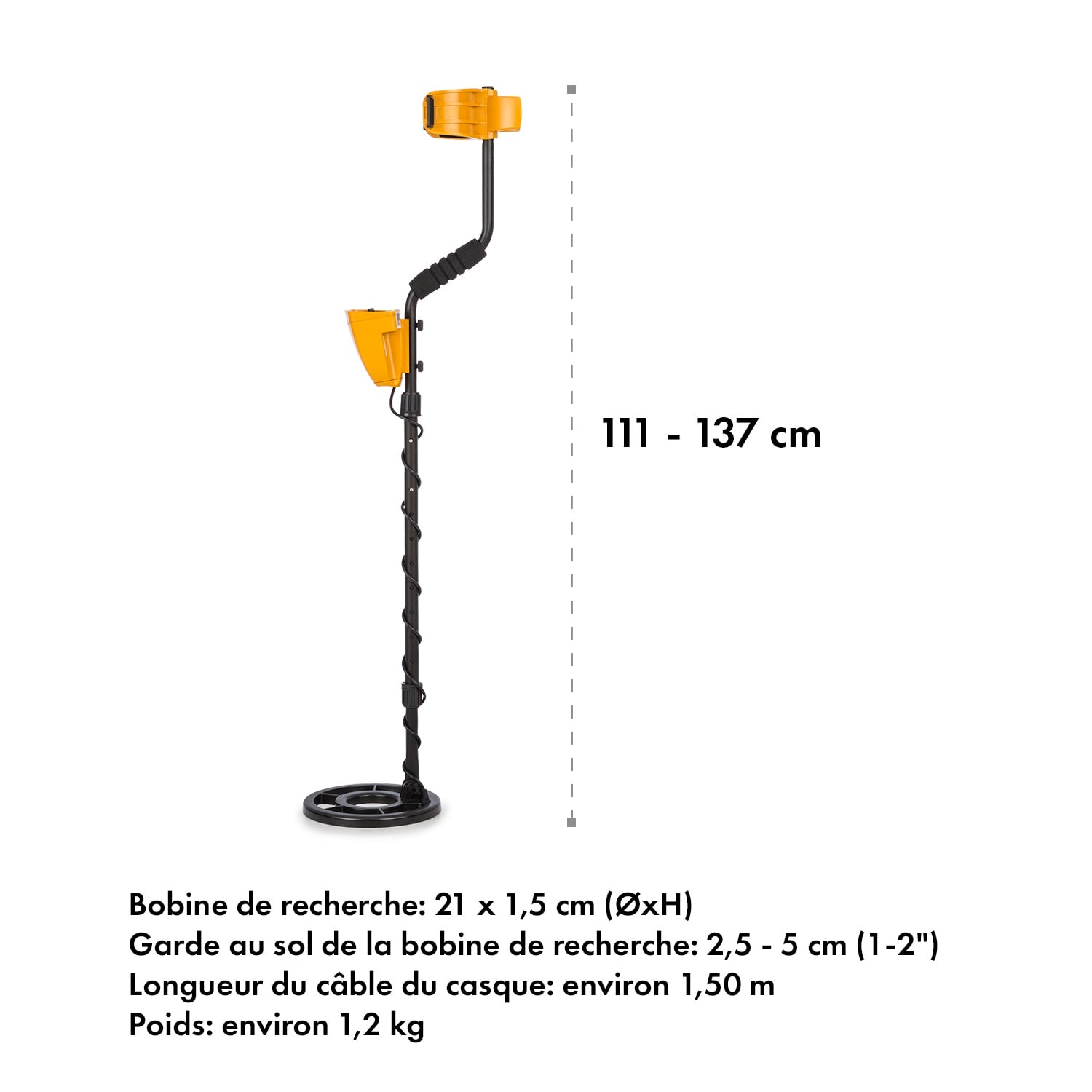 Jones Détecteur de métaux Ø 20cm jusqu'à 2m + casque & sac à dos 