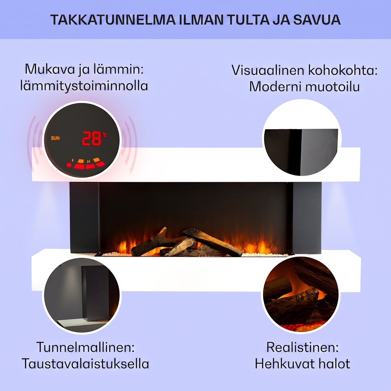 Studio Light & Fire 1 -takka 1000/2000 W MDF kaukosäädin  Fire 1