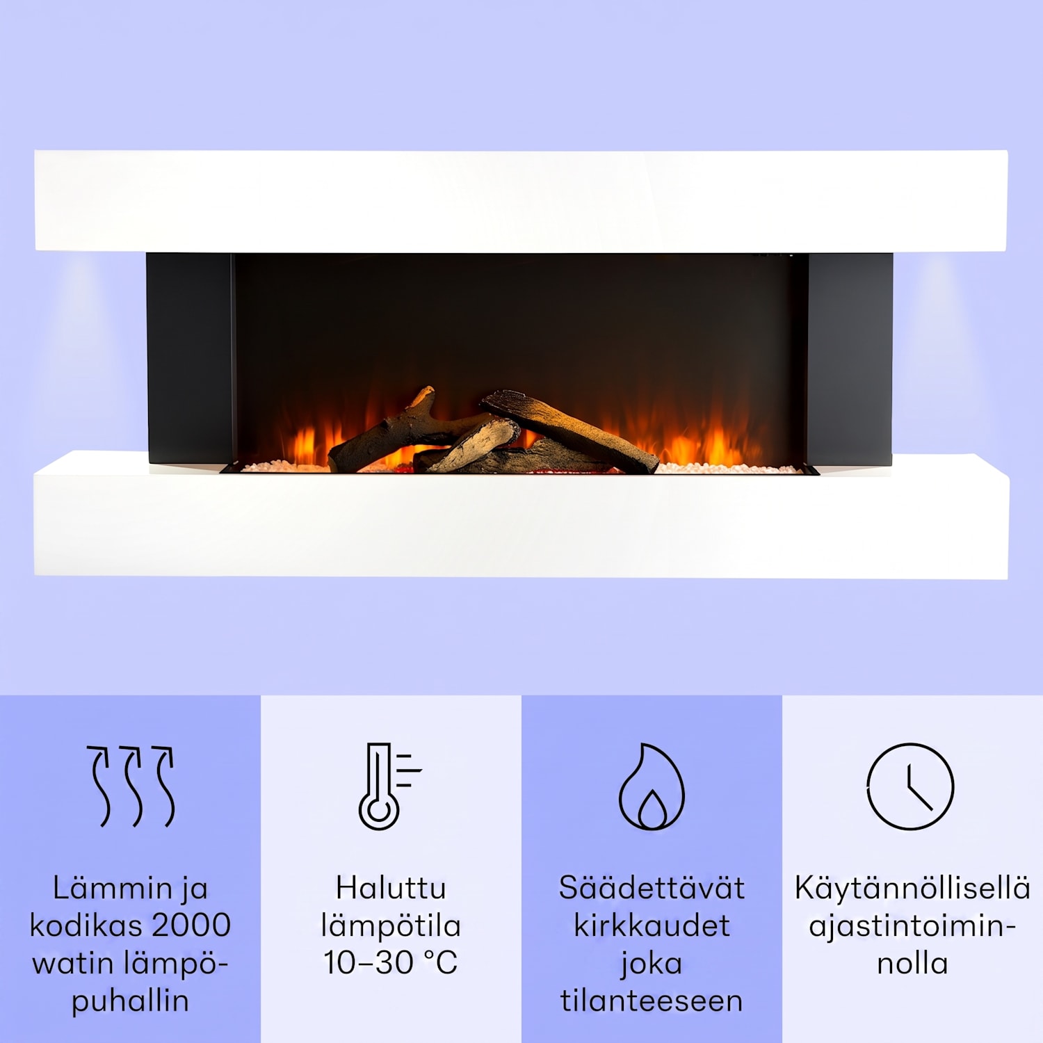Studio Light & Fire 1 -takka 1000/2000 W MDF kaukosäädin  Fire 1